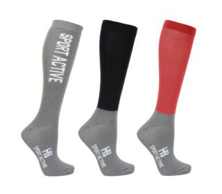 Hy Equestrian Sport Active Riding Socks Rosette Red