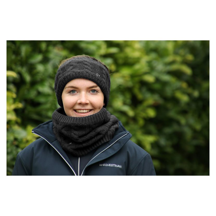 Hy Equestrian Melrose Cable Knit Headband Black - Image 2