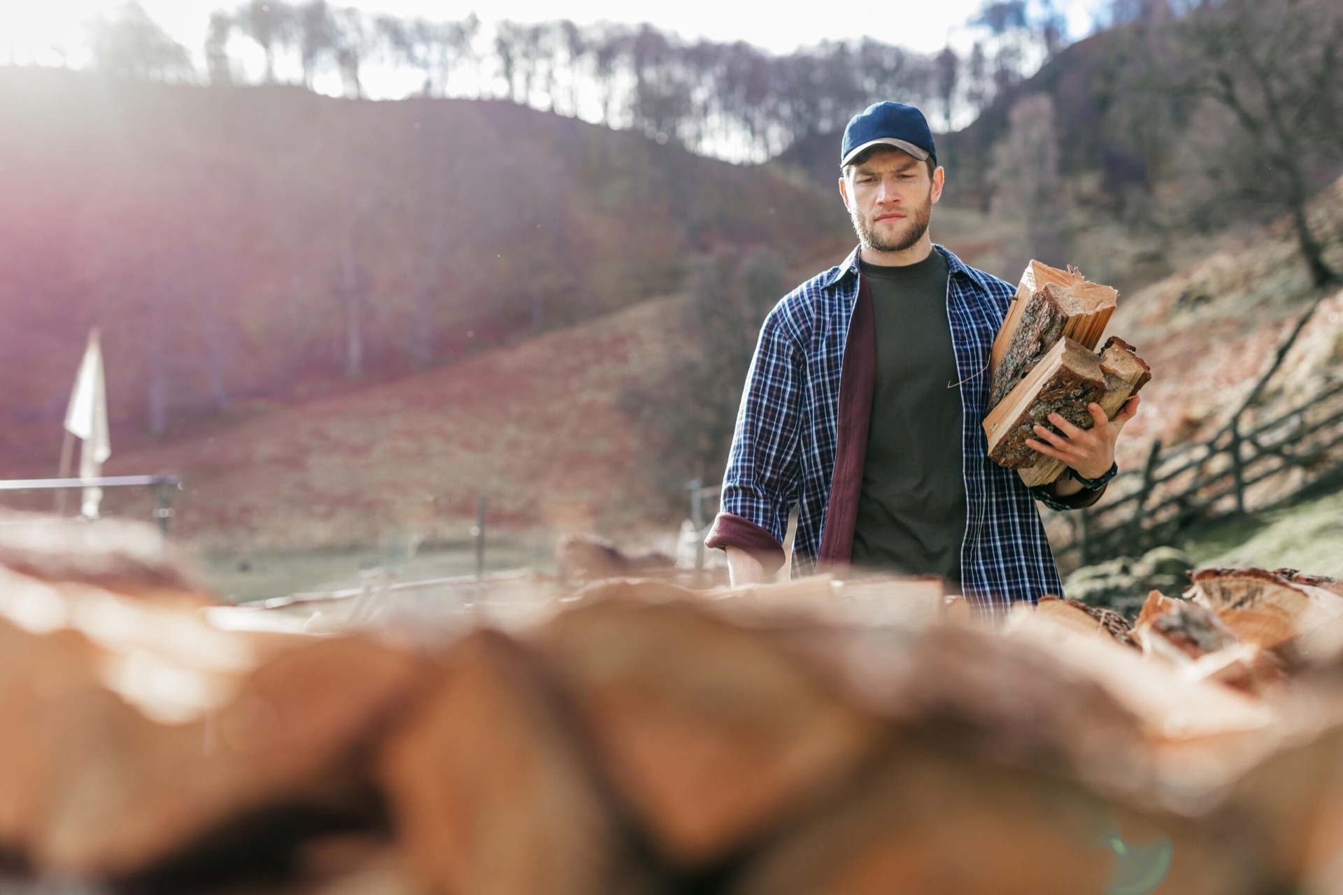 Hoggs of Fife Fleece Lined Shirt Bark (Navy/Brown) - Image 4