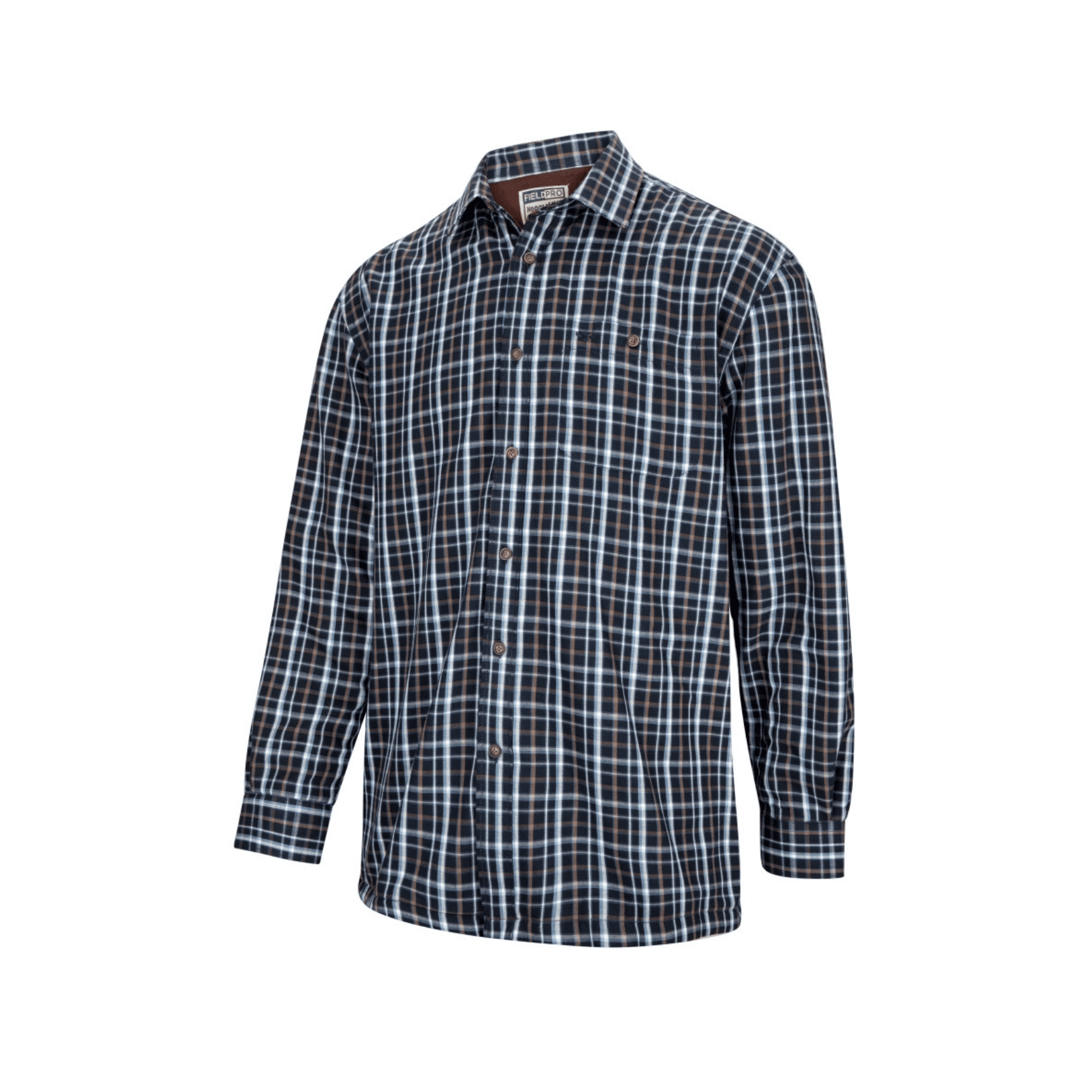 Hoggs of Fife Fleece Lined Shirt Bark (Navy/Brown)