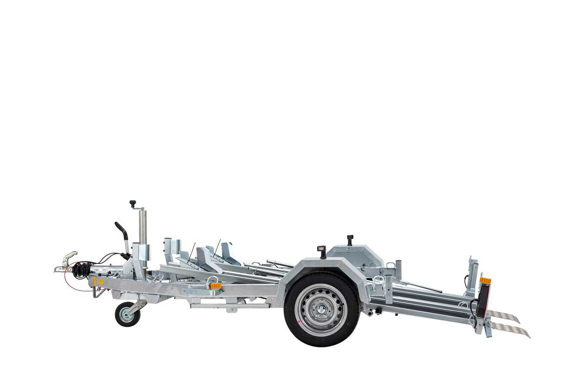 Side view of Debon Moto 2 Double Motorcycle Trailer