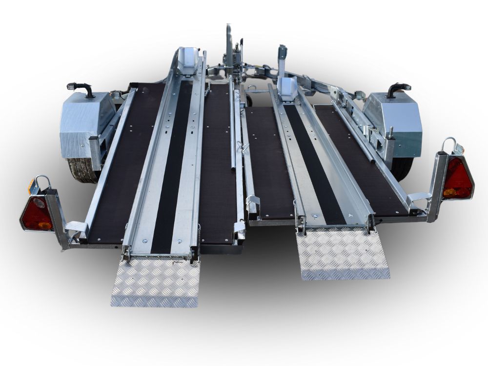 Tilting platform on Debon Moto 2 Double Motorcycle Trailer