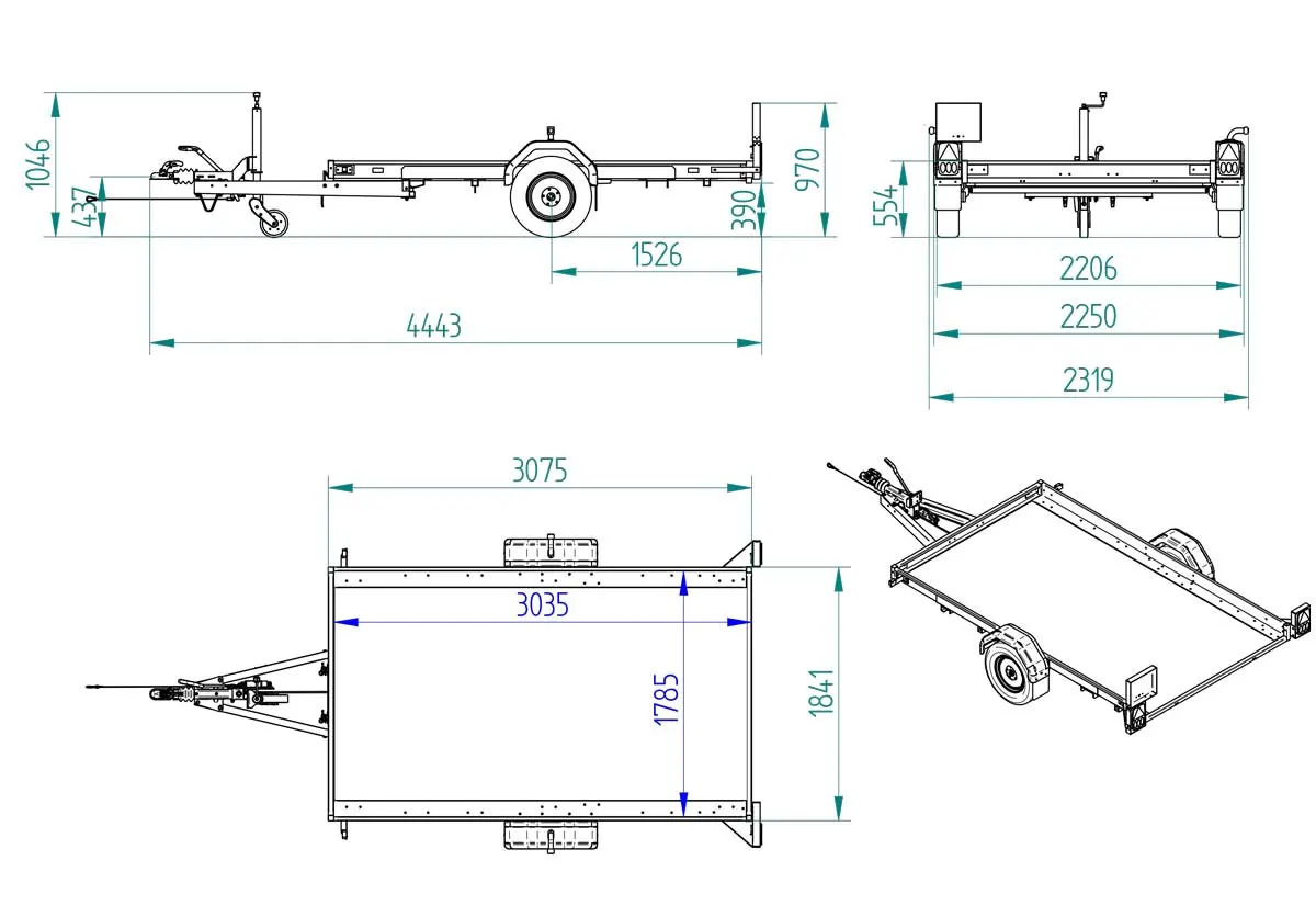 Debon Platform Tilting Trailer dimensions.