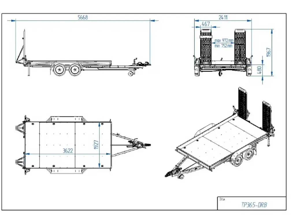 Tiki TP365 DRB Plant Trailer dimensions