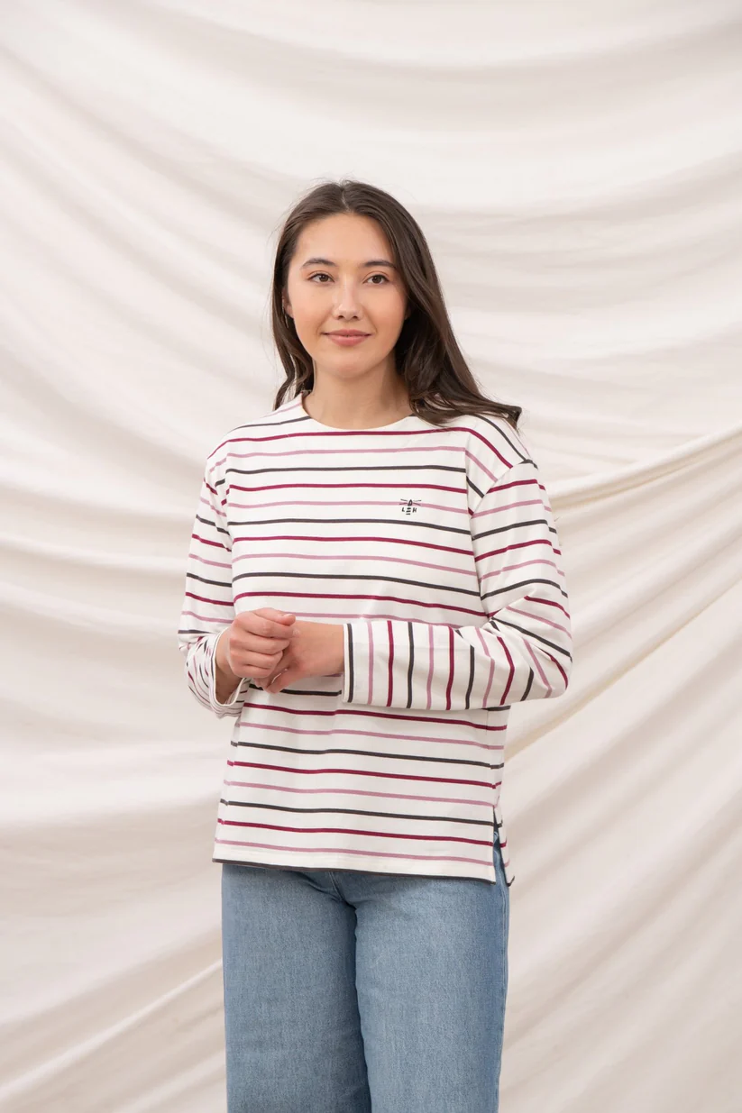 Lighthouse Causeway Top - Cranberry Pink Stripe - Image 2