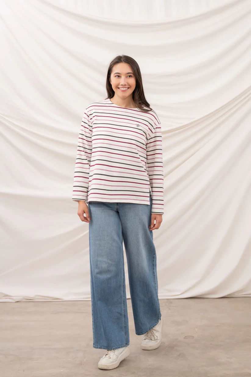 Lighthouse Causeway Top - Cranberry Pink Stripe - Image 3