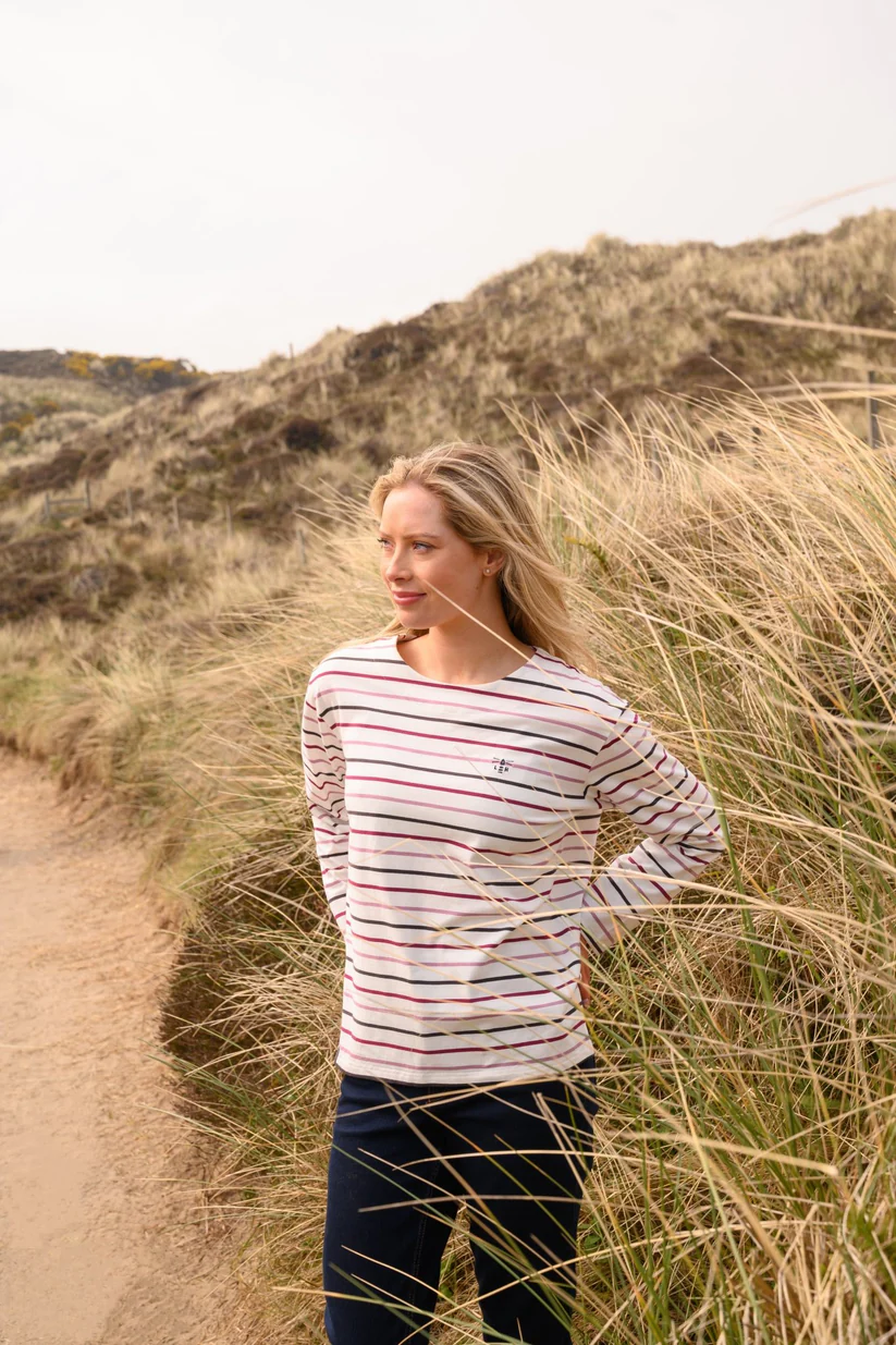 Lighthouse Causeway Top - Cranberry Pink Stripe - Image 4