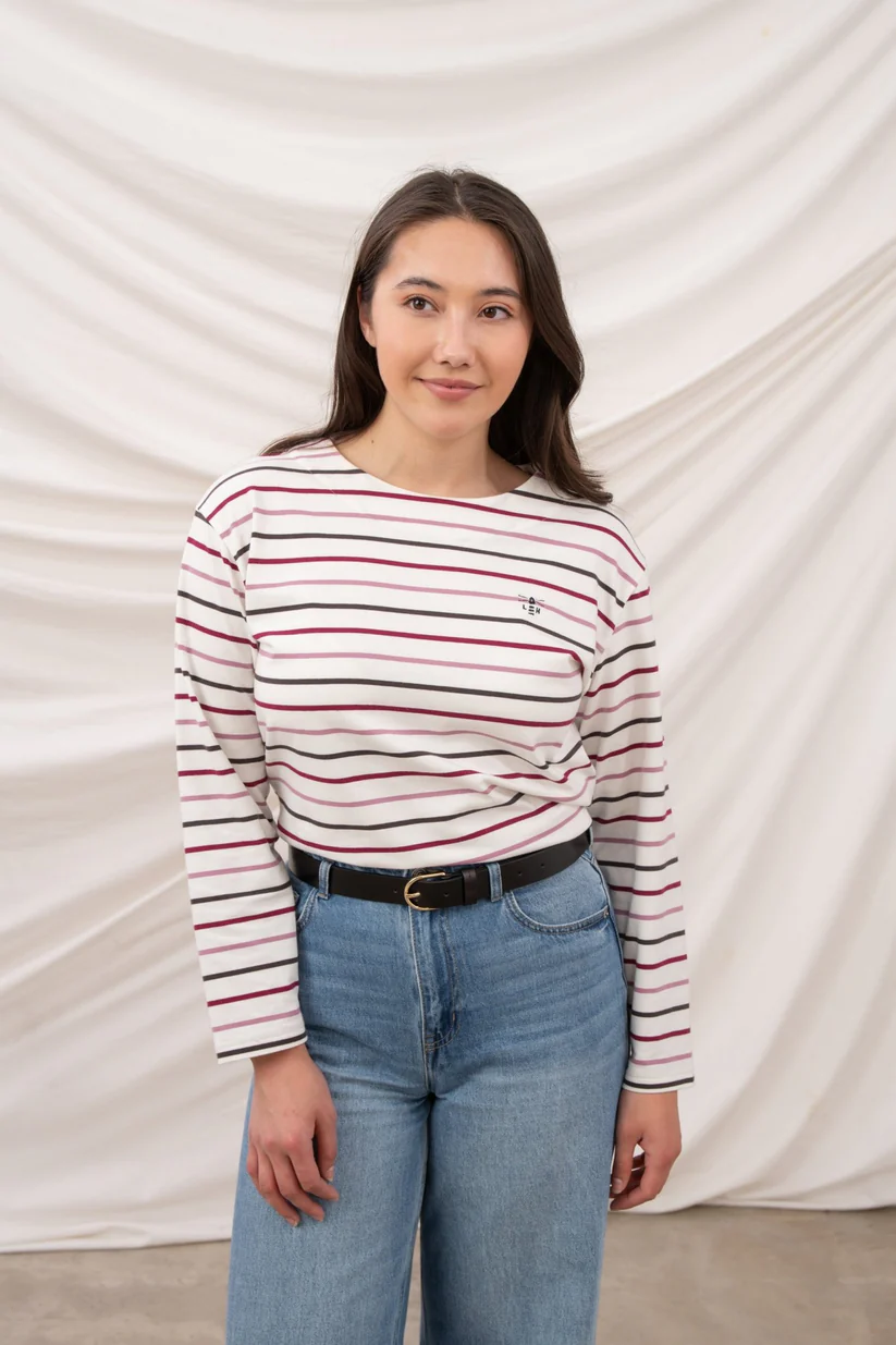 Lighthouse Causeway Top - Cranberry Pink Stripe - Image 5