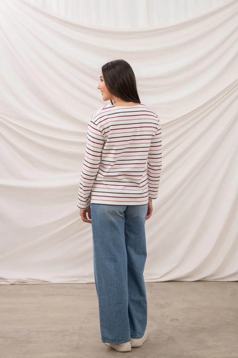 Lighthouse Causeway Top - Cranberry Pink Stripe - Image 6