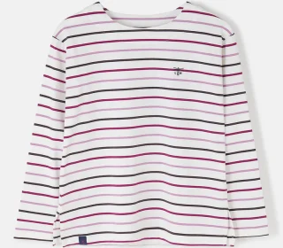 Lighthouse Causeway Top - Cranberry Pink Stripe