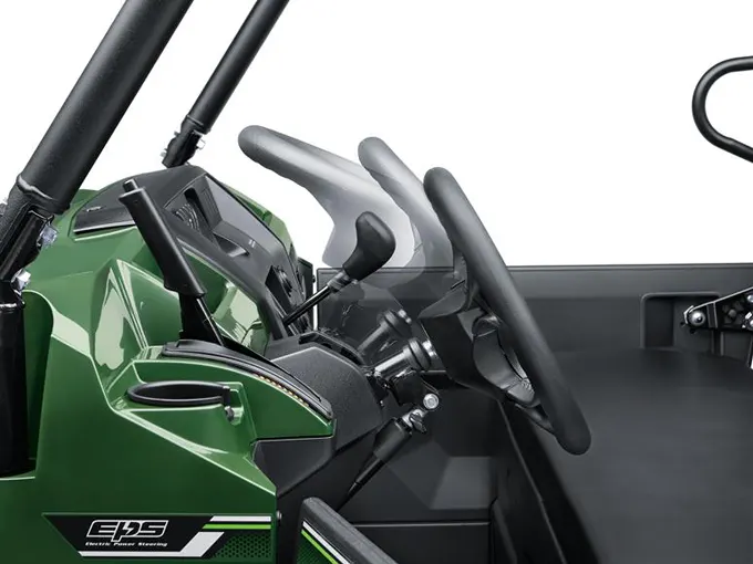 Adjustable steering wheel on a Kawasaki Mule Pro-DX UTV