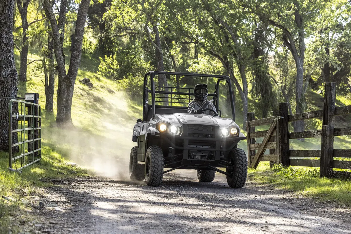 Kawasaki Mule Pro MX driving down a track