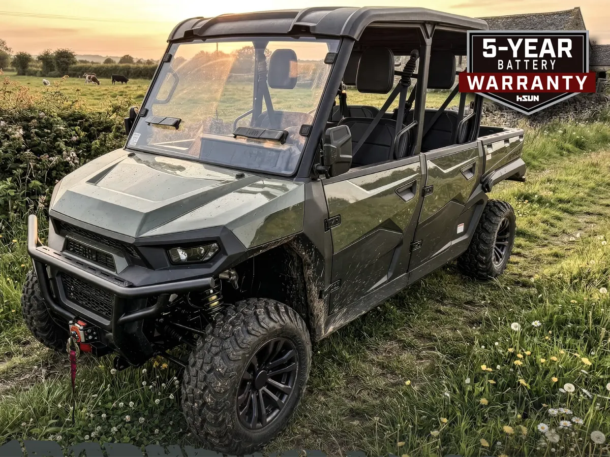 HiSun Stryker EV Crew with 5-year Battery Warranty sticker