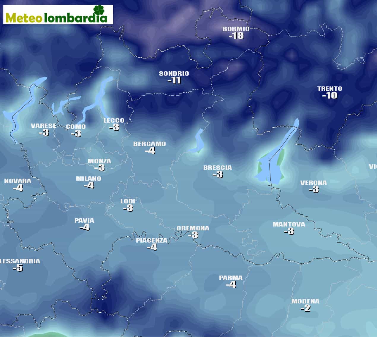 temperature minime lommbardia - Gelate notturne in Lombardia, a Livigno -25°C