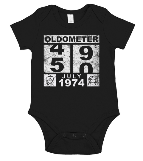 Oldometer 49 50 July 1974 Vintage 50th Birthday Short Sleeve Baby One-Piece