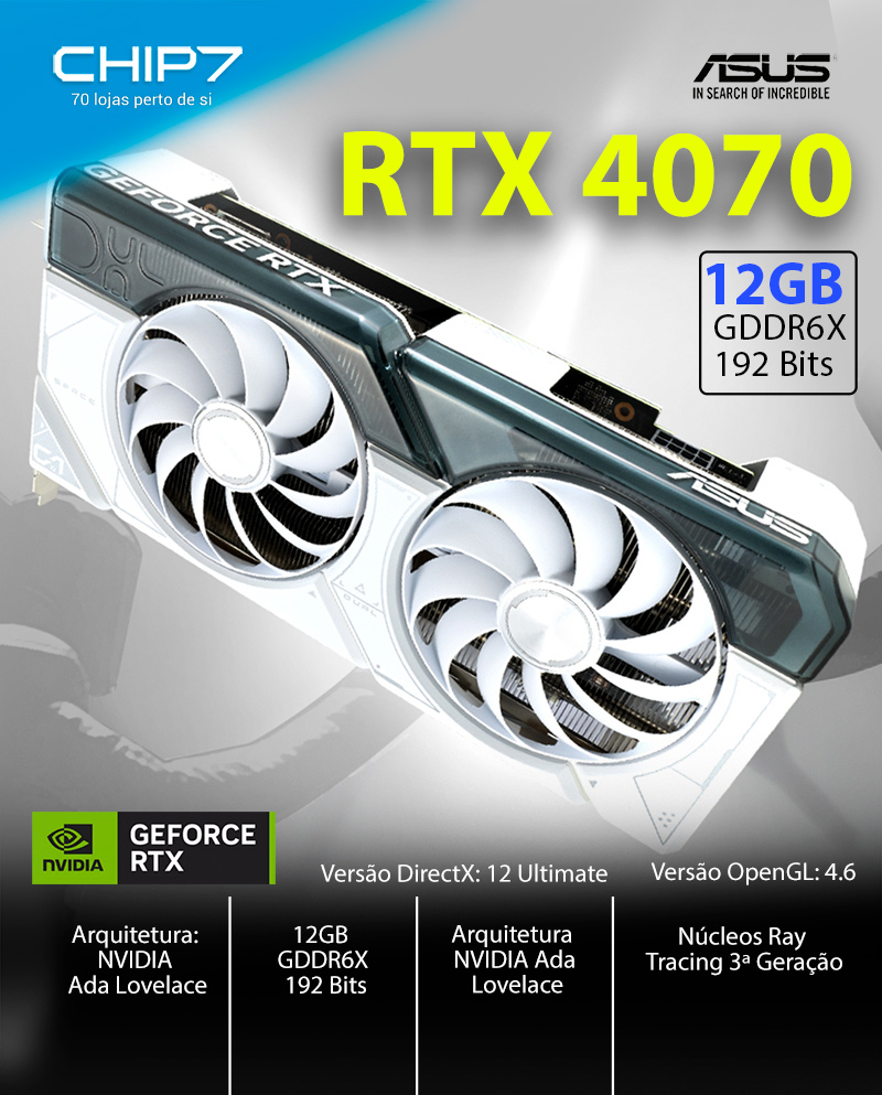 ASUS Dual GeForce RTX 4070 White OC Edition 12GB - 90YV0IZ4-M0NA00 