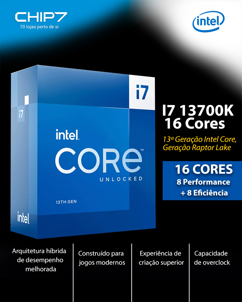 Intel Processador de mesa para jogos Core i7-13700K 16 núcleos (8