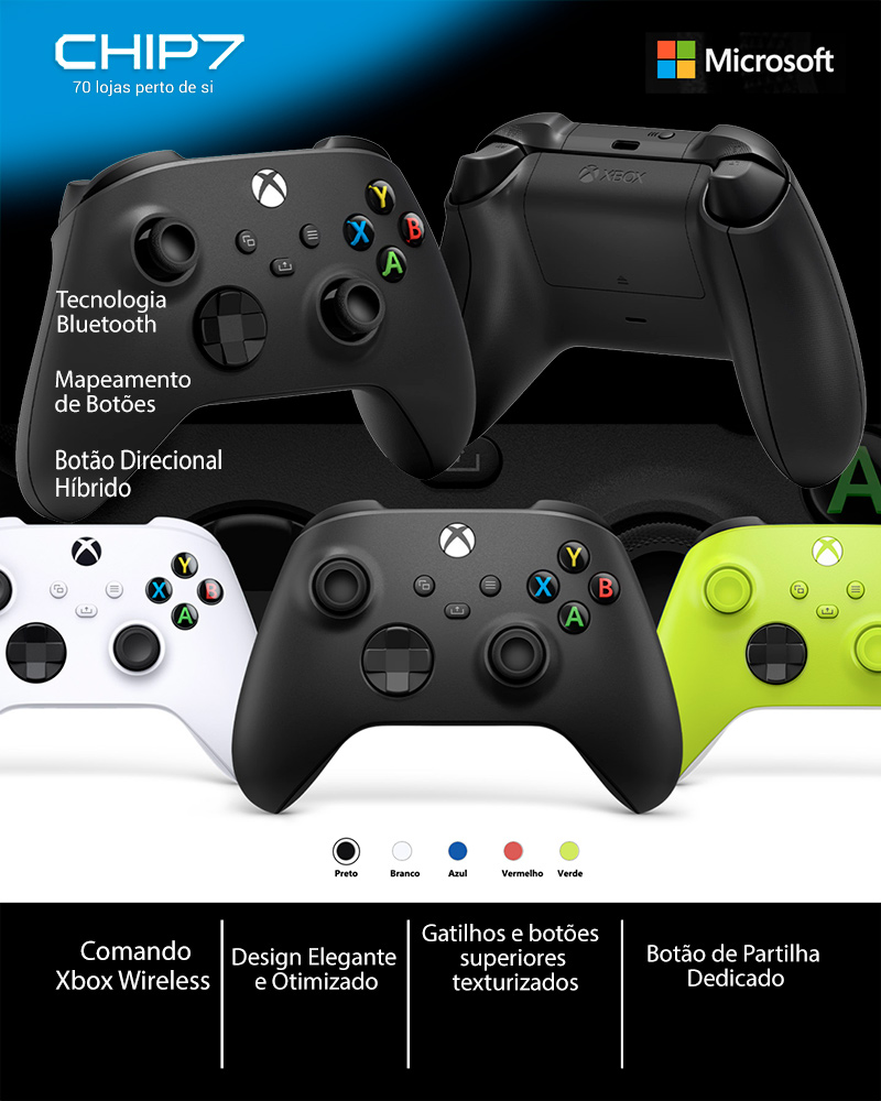 Microsoft Comando Sem Fios Xbox Series/One/PC Preto Carbono