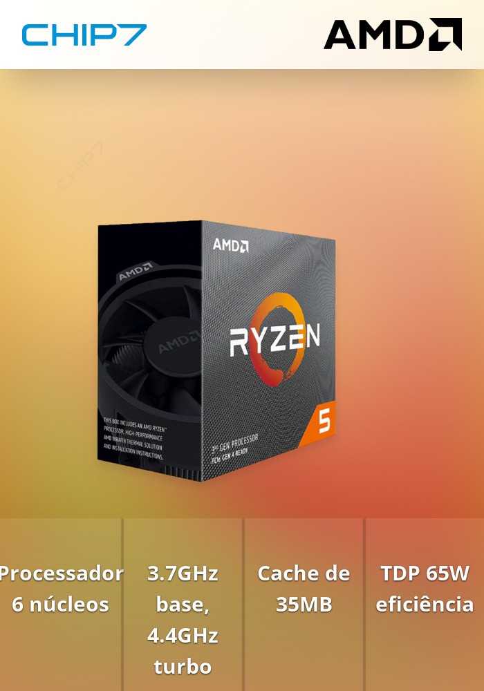 Processador AMD Ryzen 5 5600X 6-Core (3.7GHz-4.6GHz) 35MB A