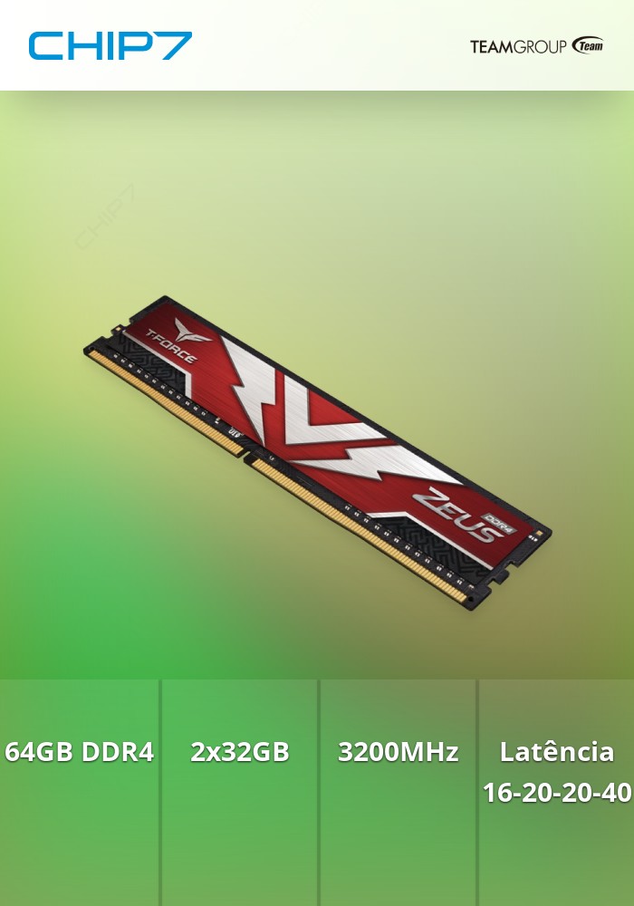 Team Group Kit 64GB (2 x 32GB) DDR4 3200MHz Zeus CL16