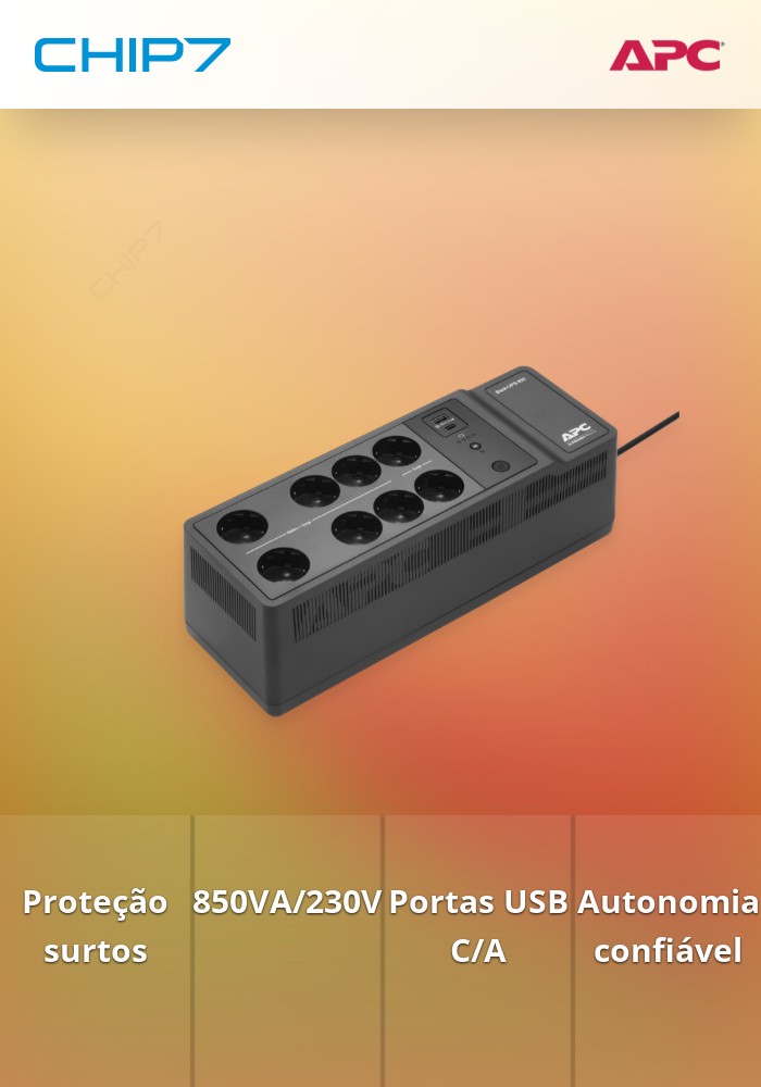 SAI APC Back-UPS 850VA, 230 V, USB tipo C y A en