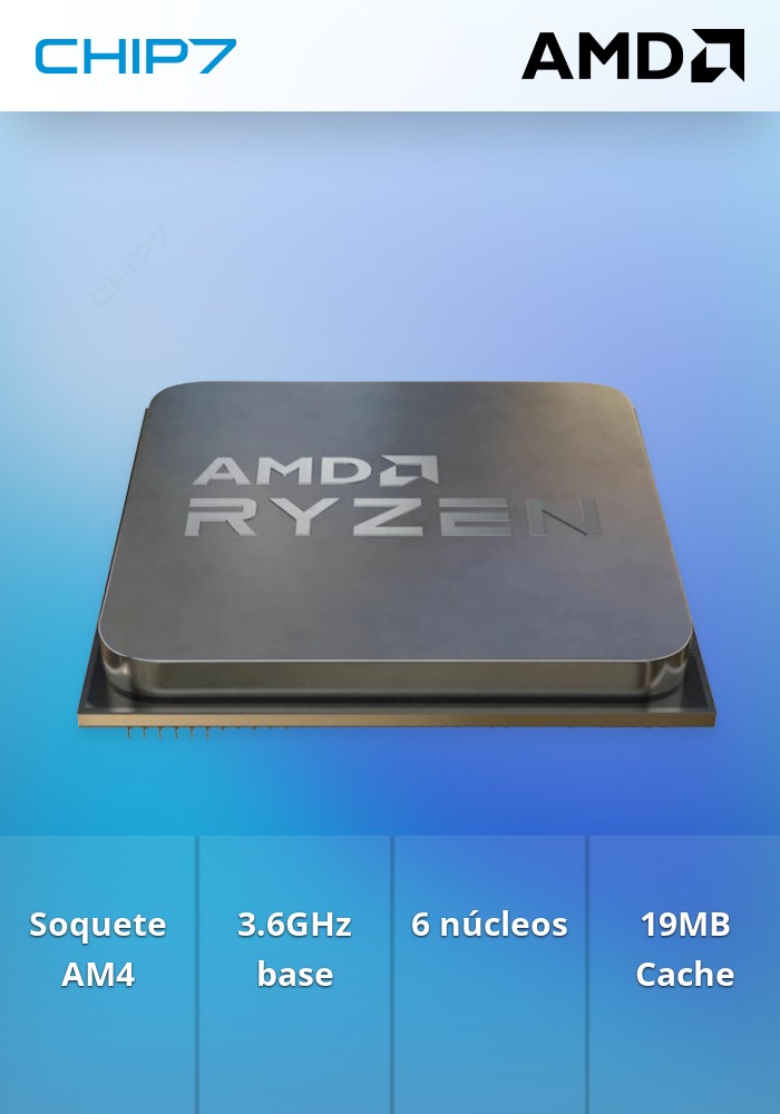 PROCESSADOR AMD AM4 RYZEN 5 5500 3.6 A 4.2GHZ  6C12T 19MB 65W TRAY SEM SOLUCAO TERMICA