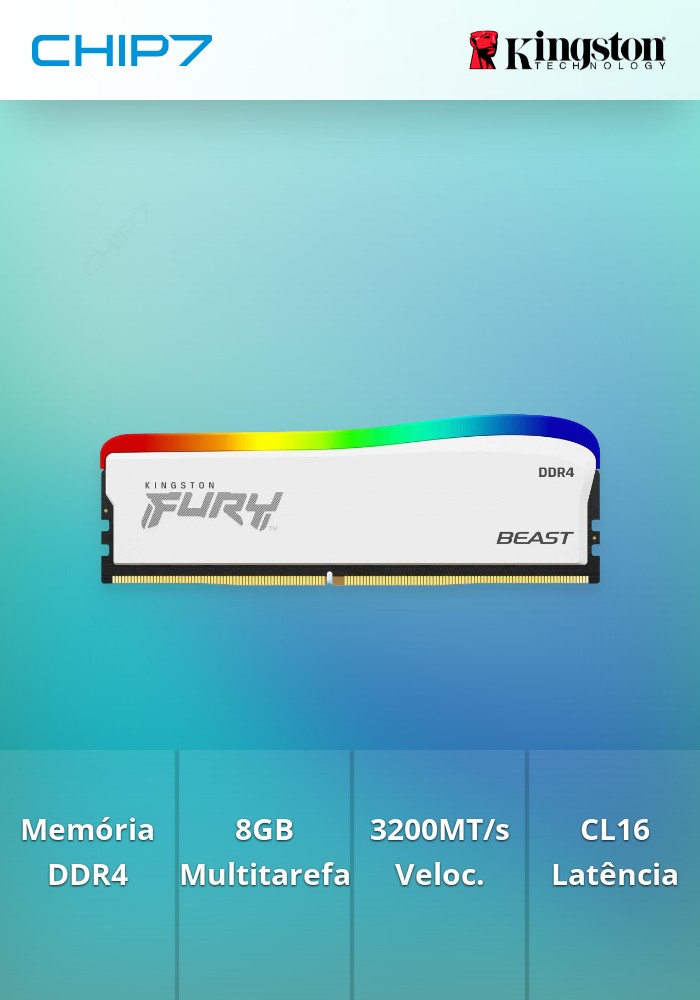 8GB 3200MT/s DDR4 CL16 DIMM FURY Beast White RGB SE