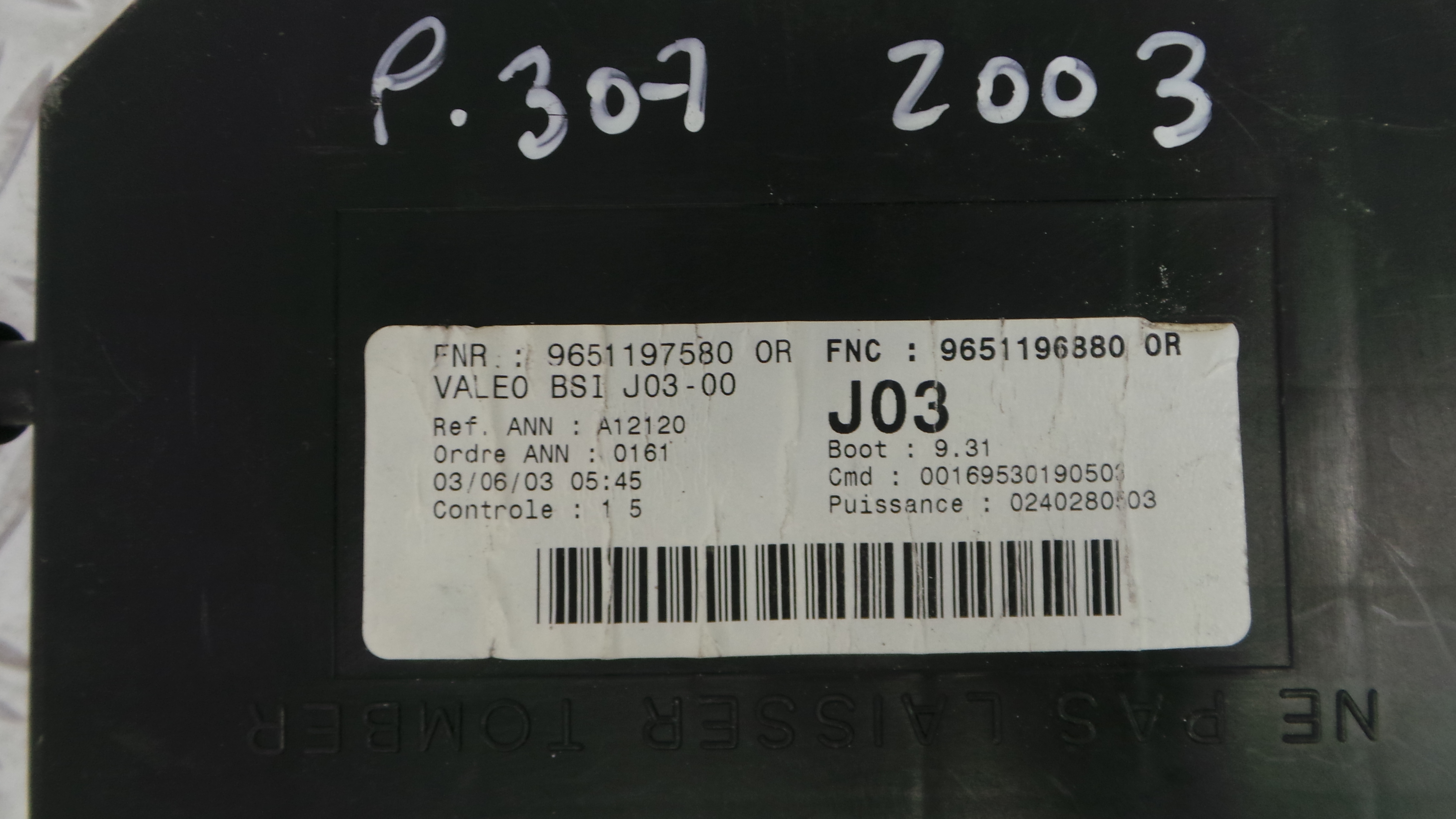 Caixa dos Fusíveis / BSI / UCH / SAM 9651197580 - PEUGEOT 307 (3A/C)-33108982