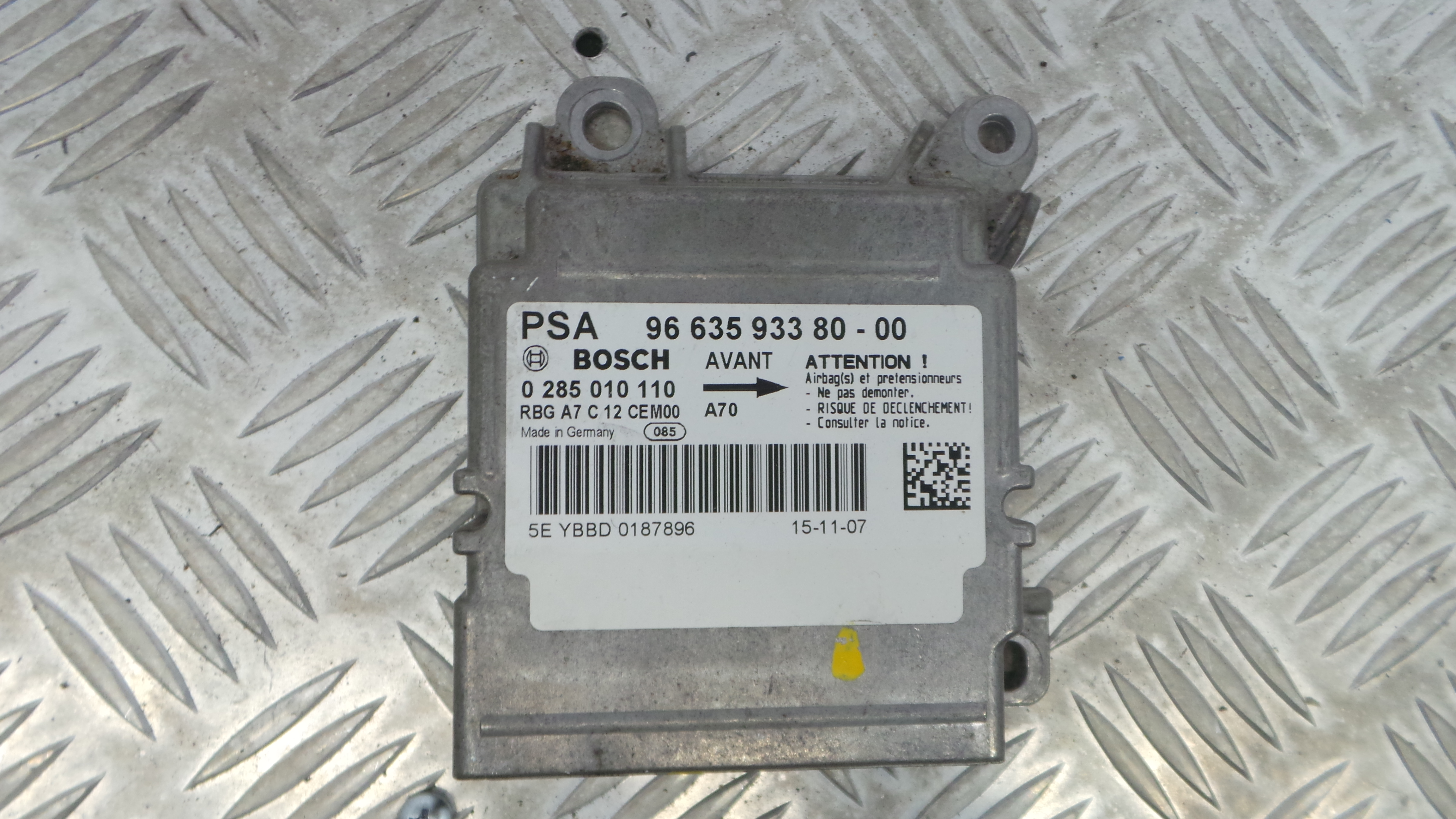 Centralina de Airbags 9663593380 - PEUGEOT 207 (WA_, WC_), 207/207+ (WA_, WC_)-33111418