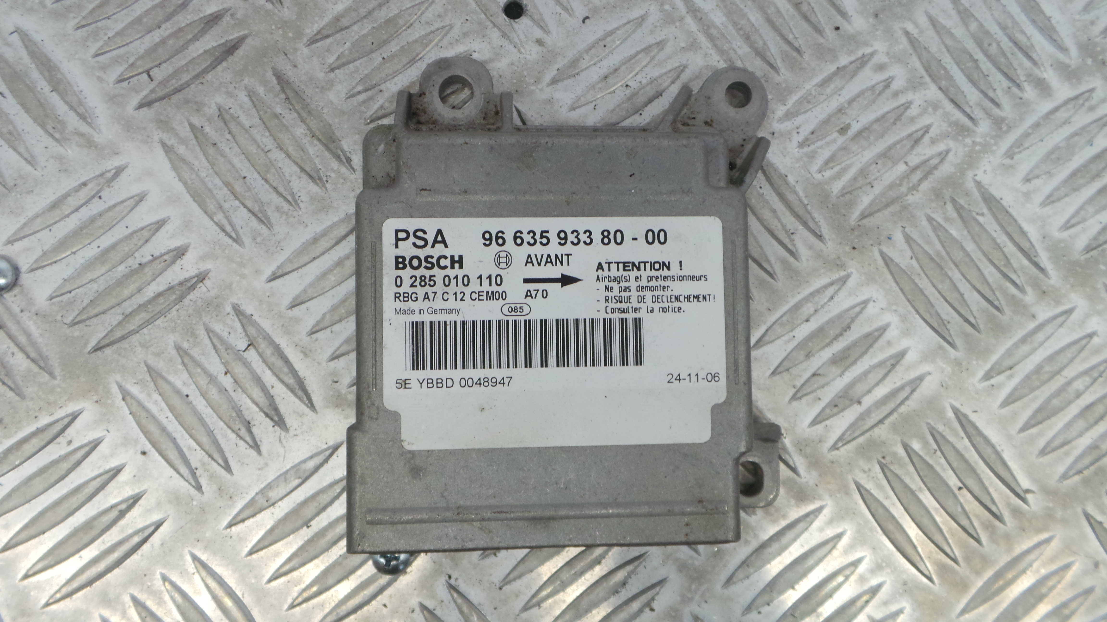 Centralina de Airbags 9663593380 - PEUGEOT 207 (WA_, WC_), 207/207+ (WA_, WC_)-33111424