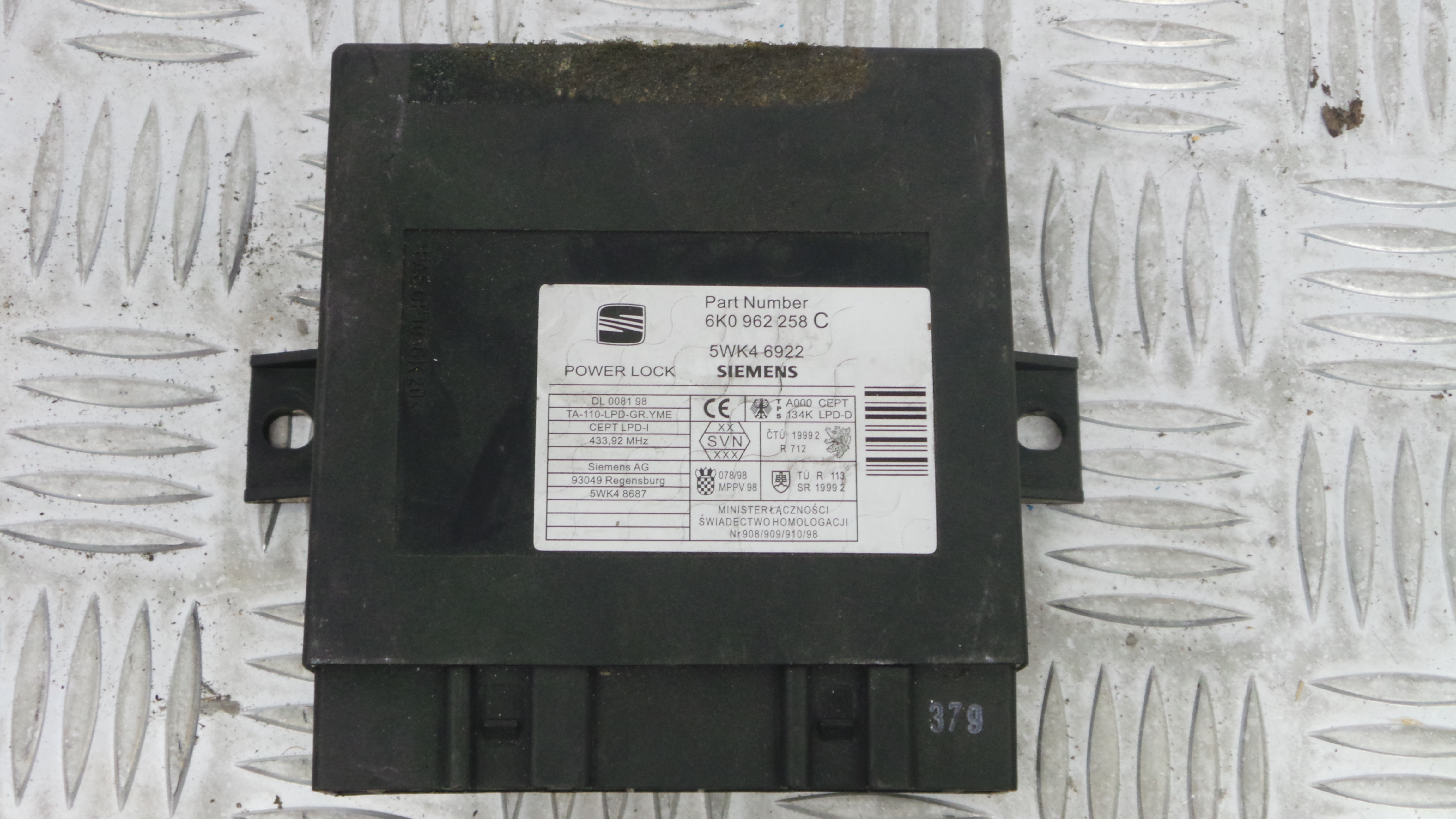 Centralina do Fecho Central 6K0962258C - SEAT IBIZA IV (6J5, 6P1), IBIZA Mk IV (6J5, 6P1)-33115163