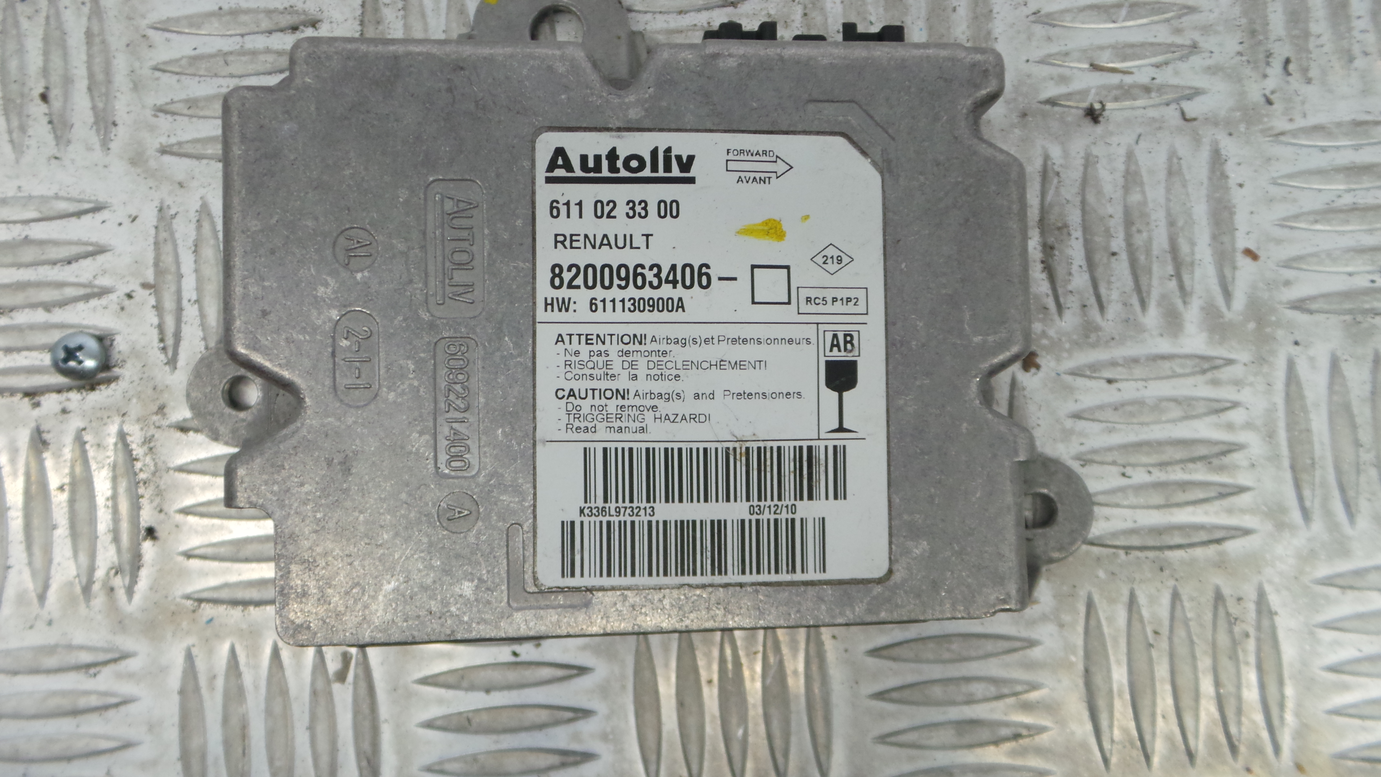 Centralina de Airbags 8200963406 - RENAULT CLIO III (BR0/1, CR0/1)-33147936