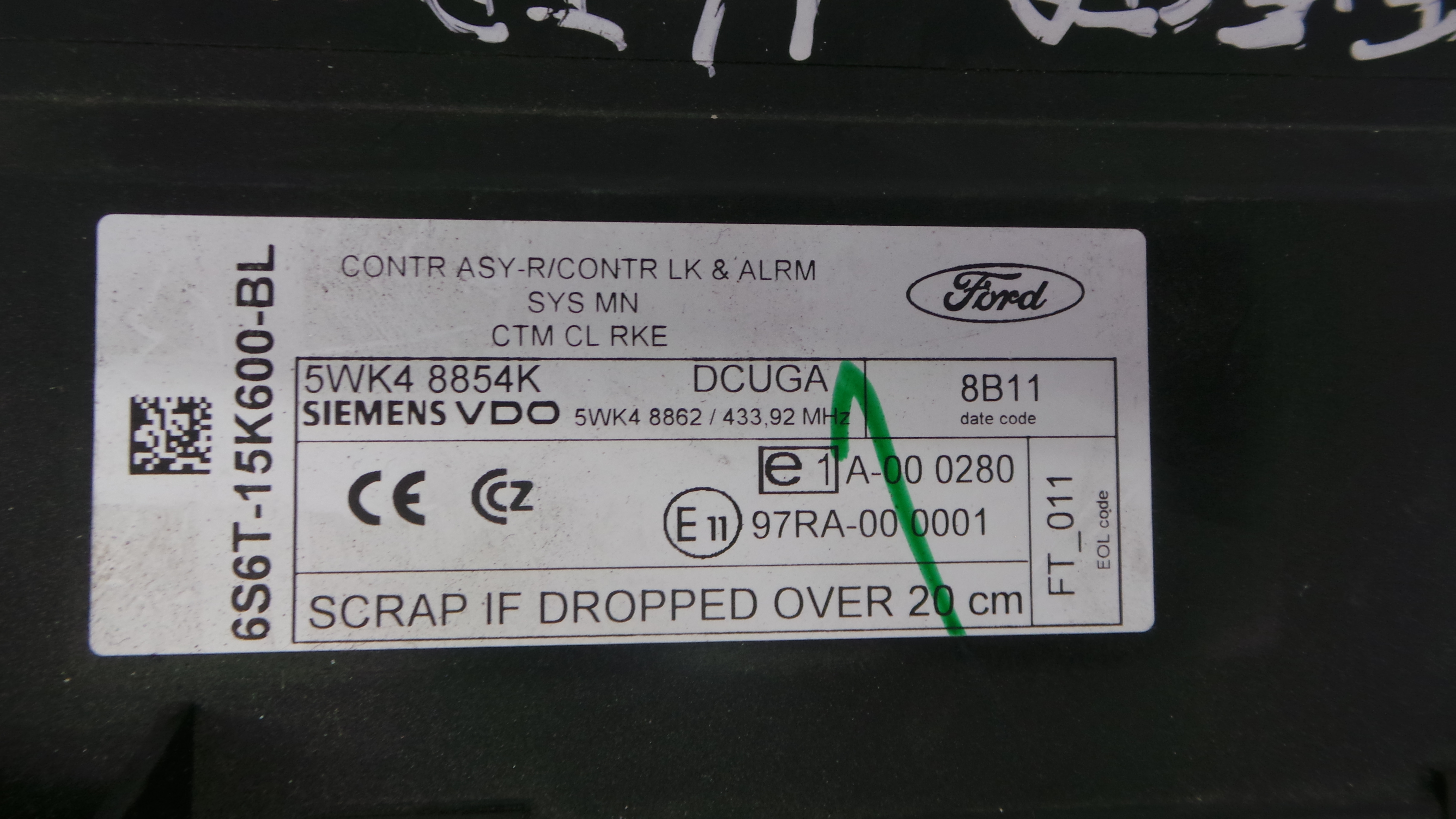 Centralina do Fecho Central 6S6T-15K600-BL - FORD FIESTA V (JH_, JD_)-33152080