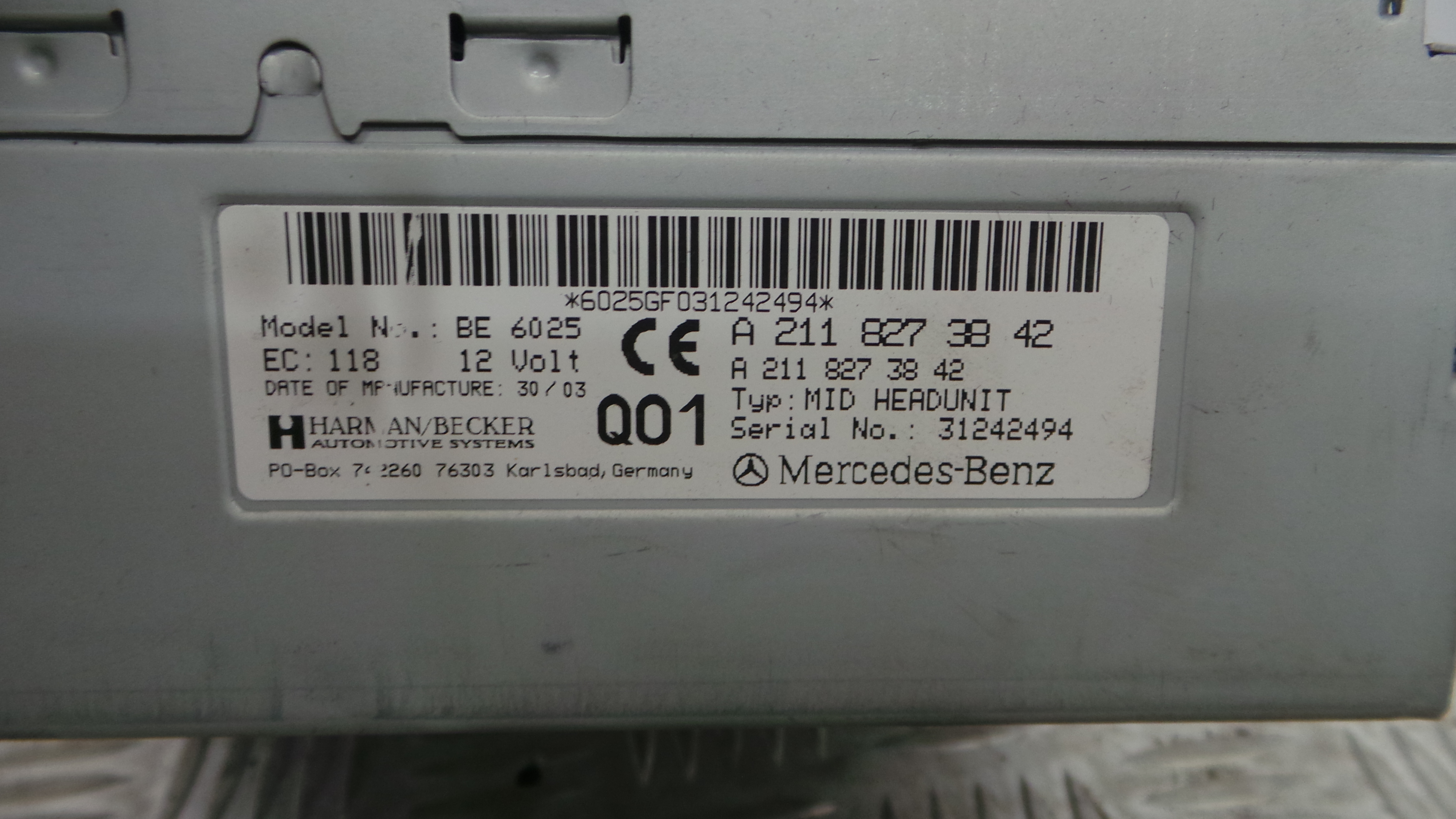 Auto-rádios A2118273842 - MERCEDES-BENZ E-CLASS (W211)-36509779