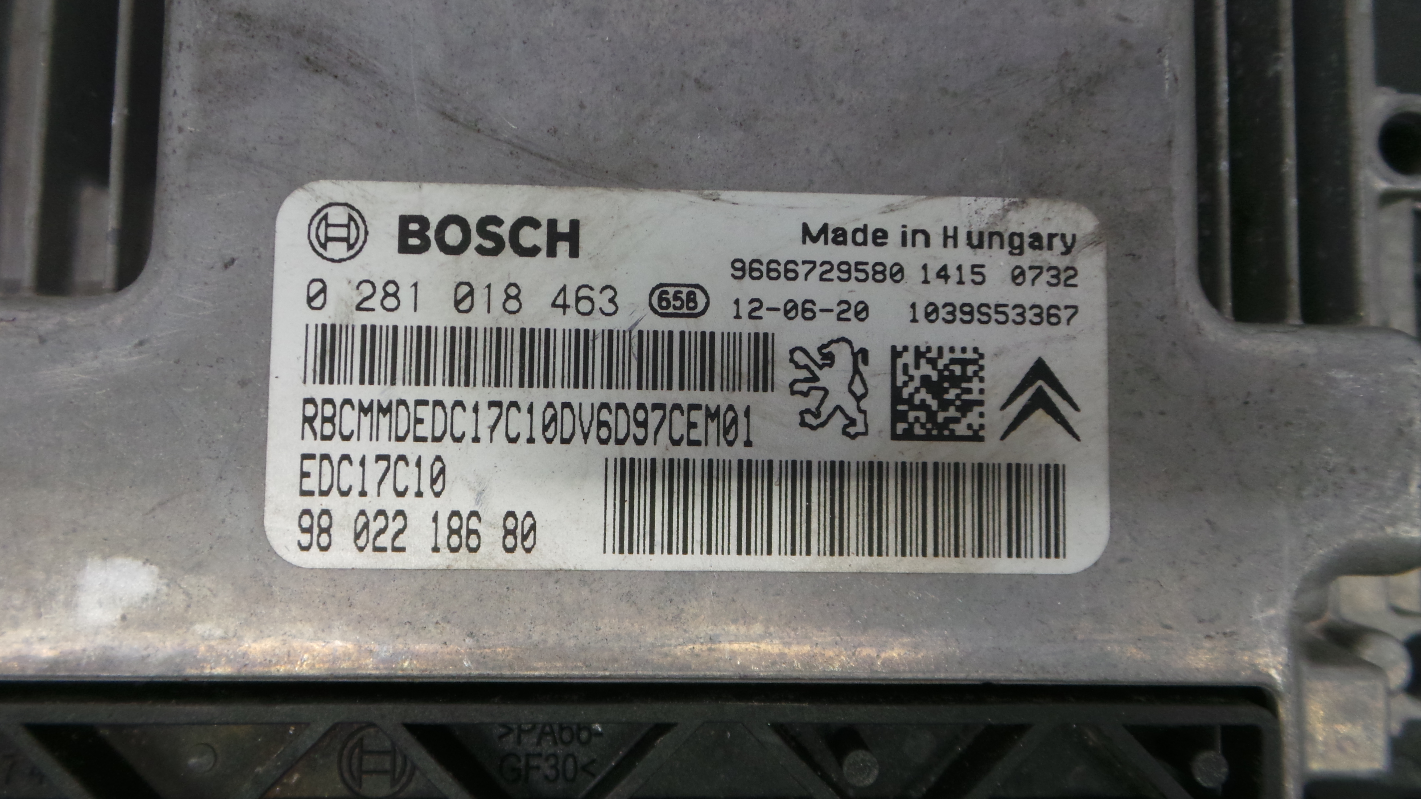 Centralina do Motor 9802218680 - CITROËN C3 II (SC_)-33186303