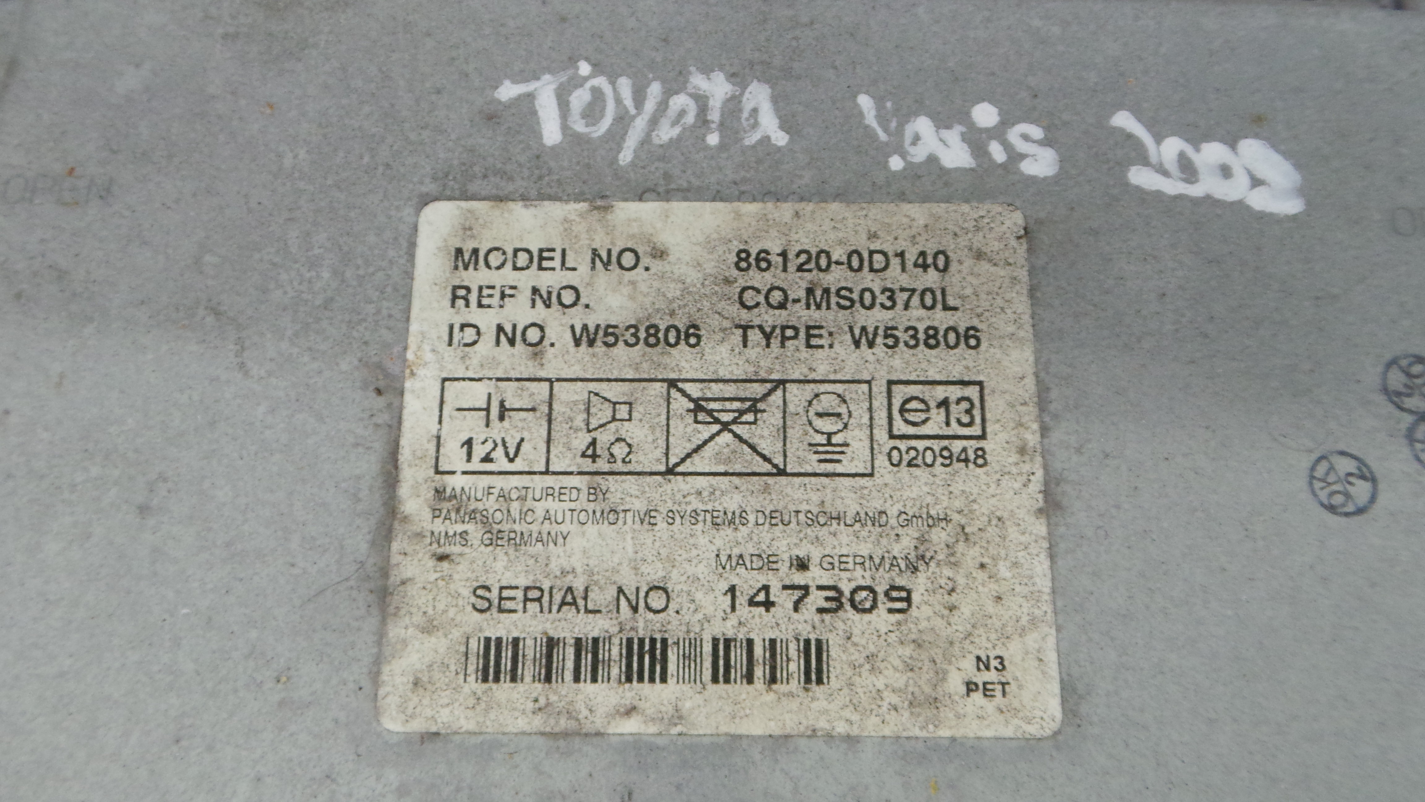 Auto-rádios 86120-0D140 - TOYOTA YARIS (_P9_), YARIS/VITZ (_P9_)-33197312