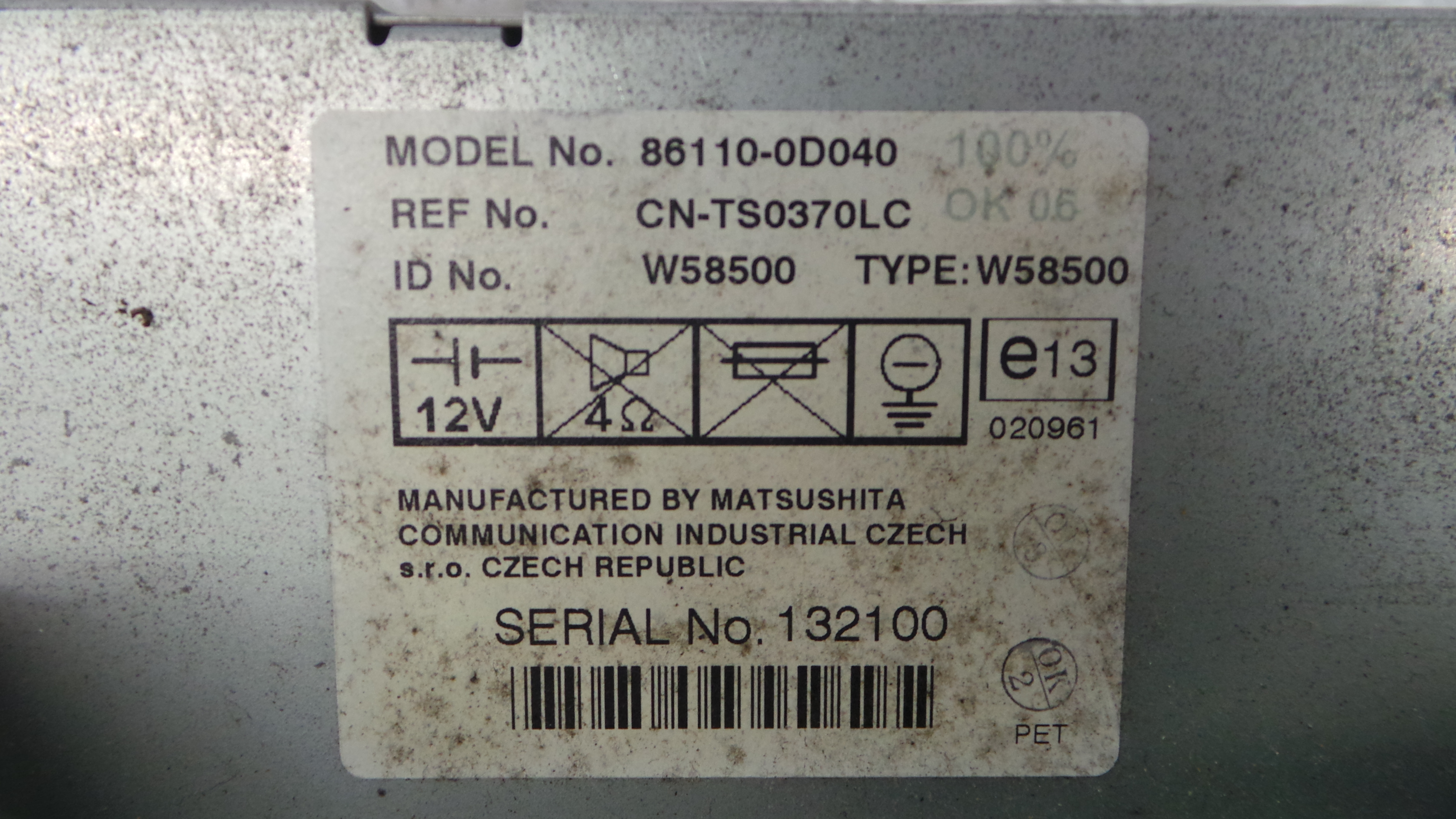 Auto-rádios 86110-0D040 - TOYOTA YARIS (_P9_), YARIS/VITZ (_P9_)-33197330