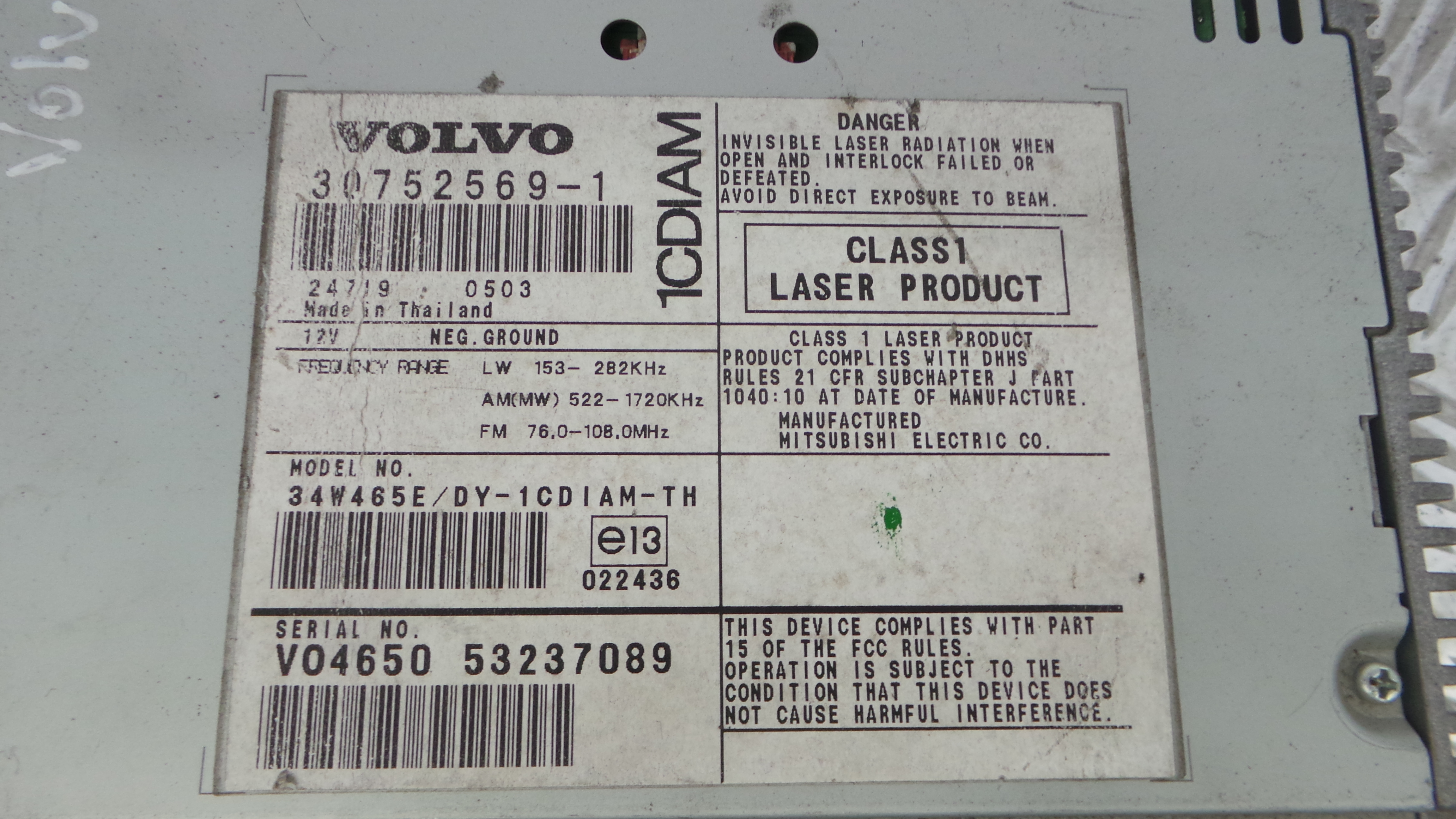 Auto-rádios 30752569-1 - VOLVO V50 (545)-33201937