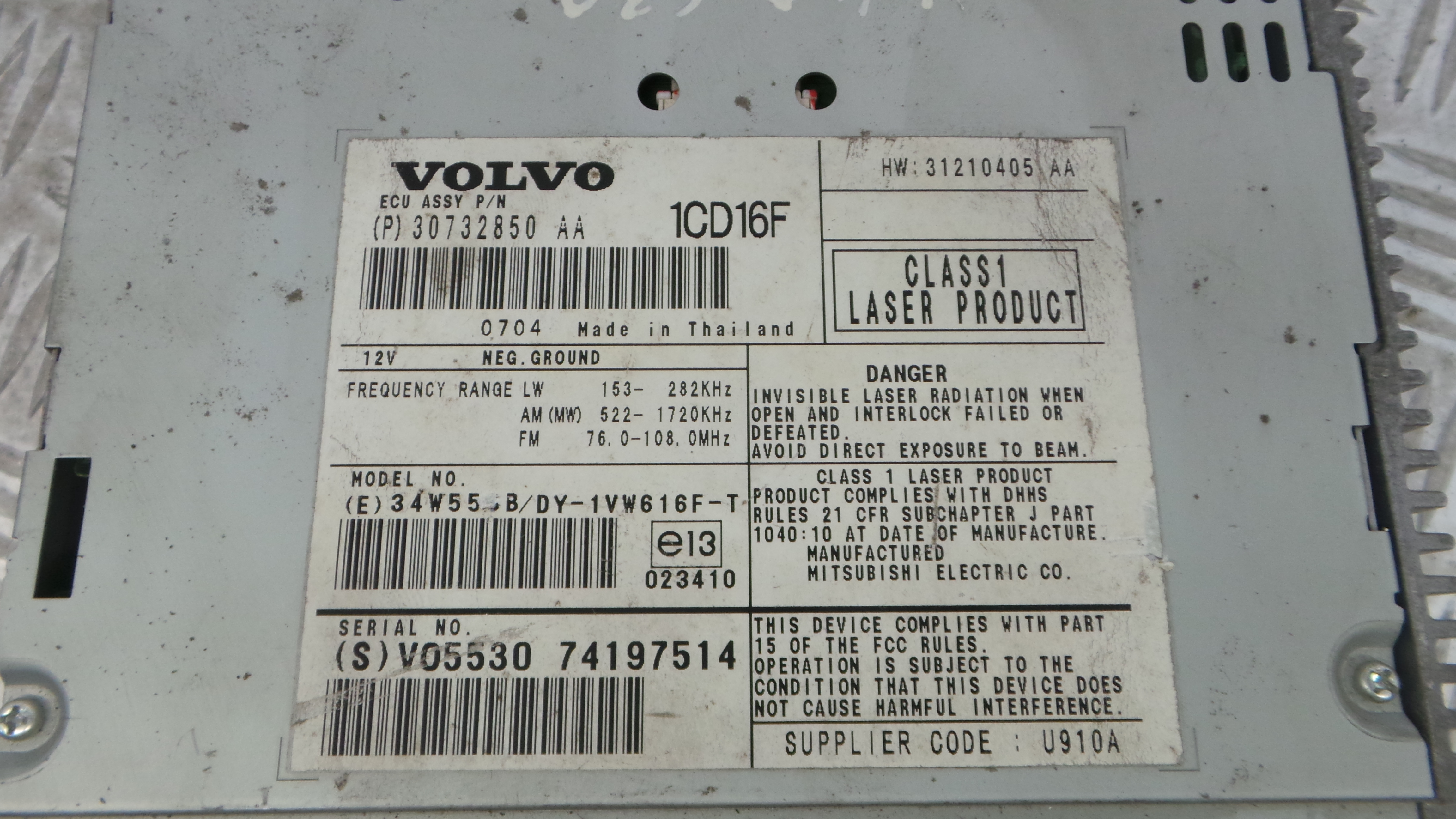 Auto-rádios 30732850AA - VOLVO C30 (533)-33201943