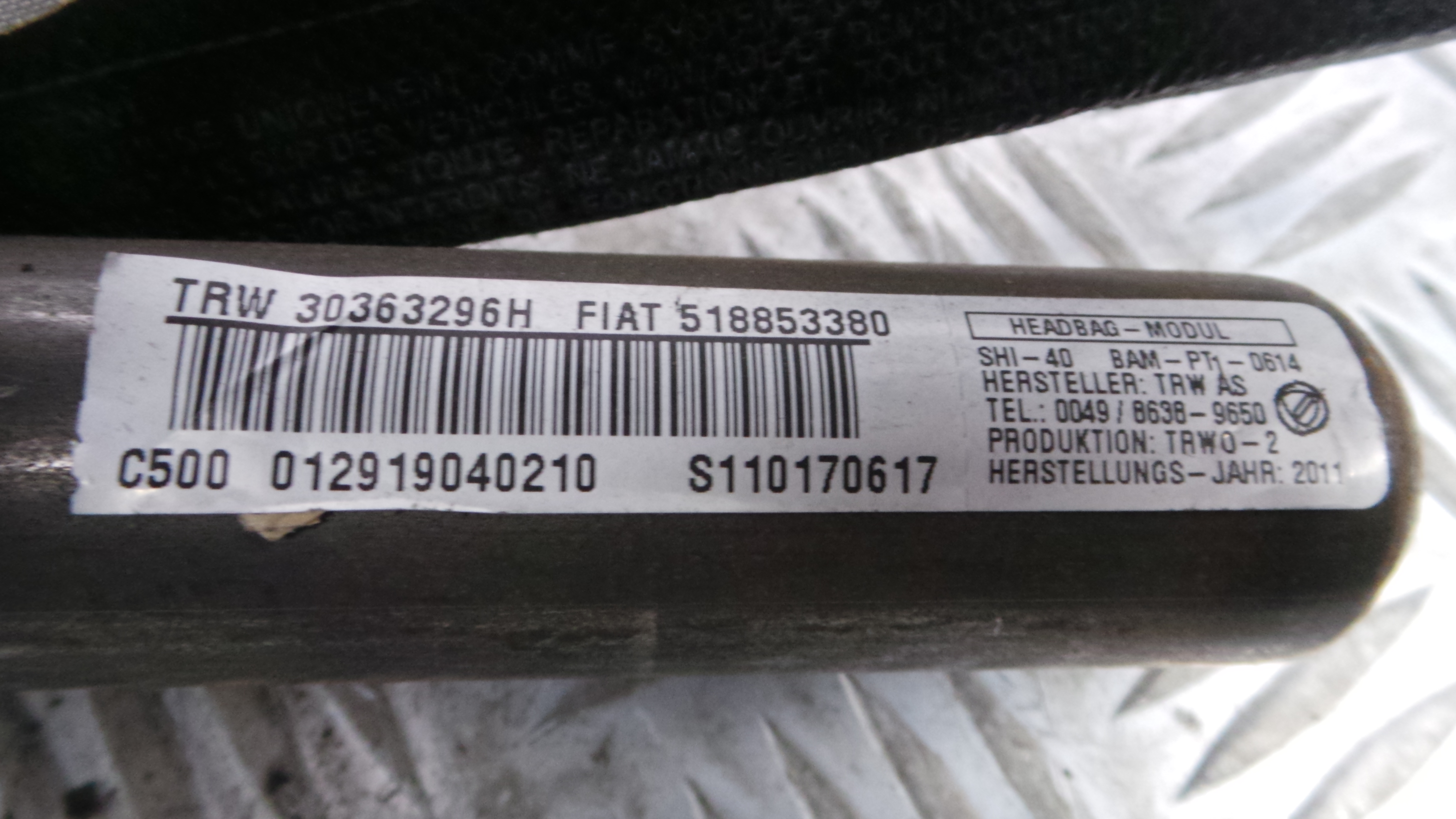 Airbags de Cortina Esq 518853380 - FIAT PUNTO Caixa/parte traseira inclinada (199_)-33251029