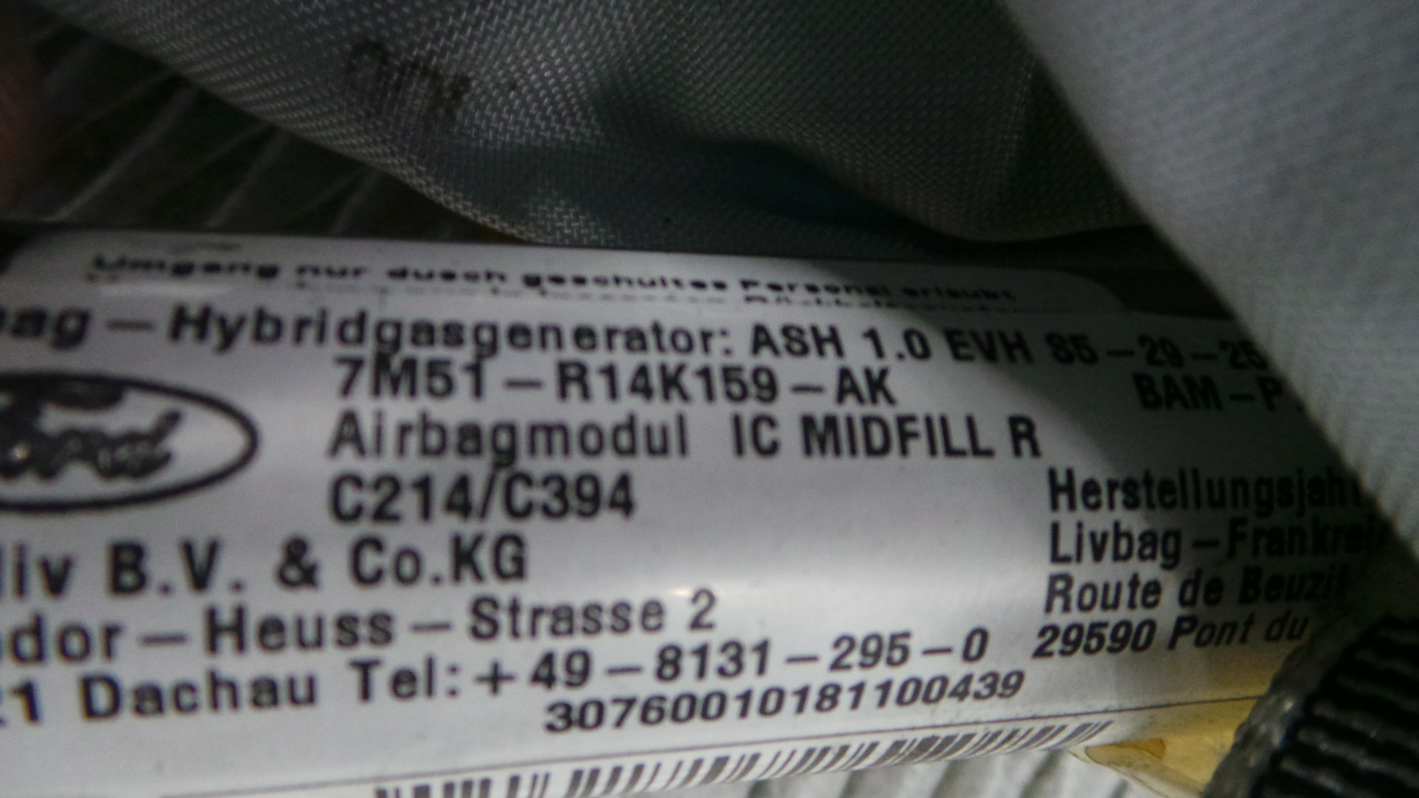 Airbags de Cortina Dto 7M51-R14K159-AK - FORD C-MAX (DM2)-33642446