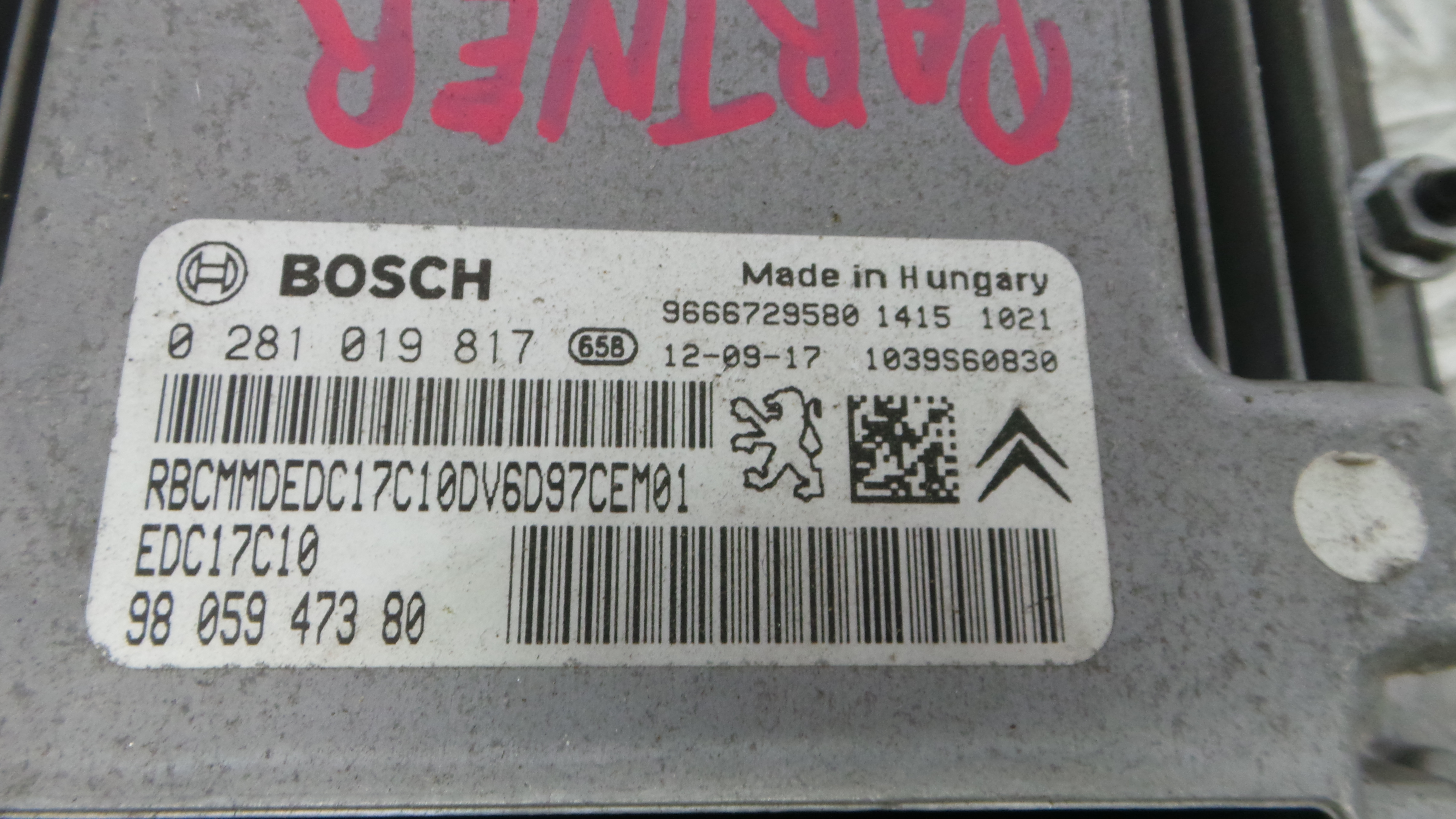 Centralina do Motor 9805947380 - PEUGEOT PARTNER Caixa/monovolume-36059079