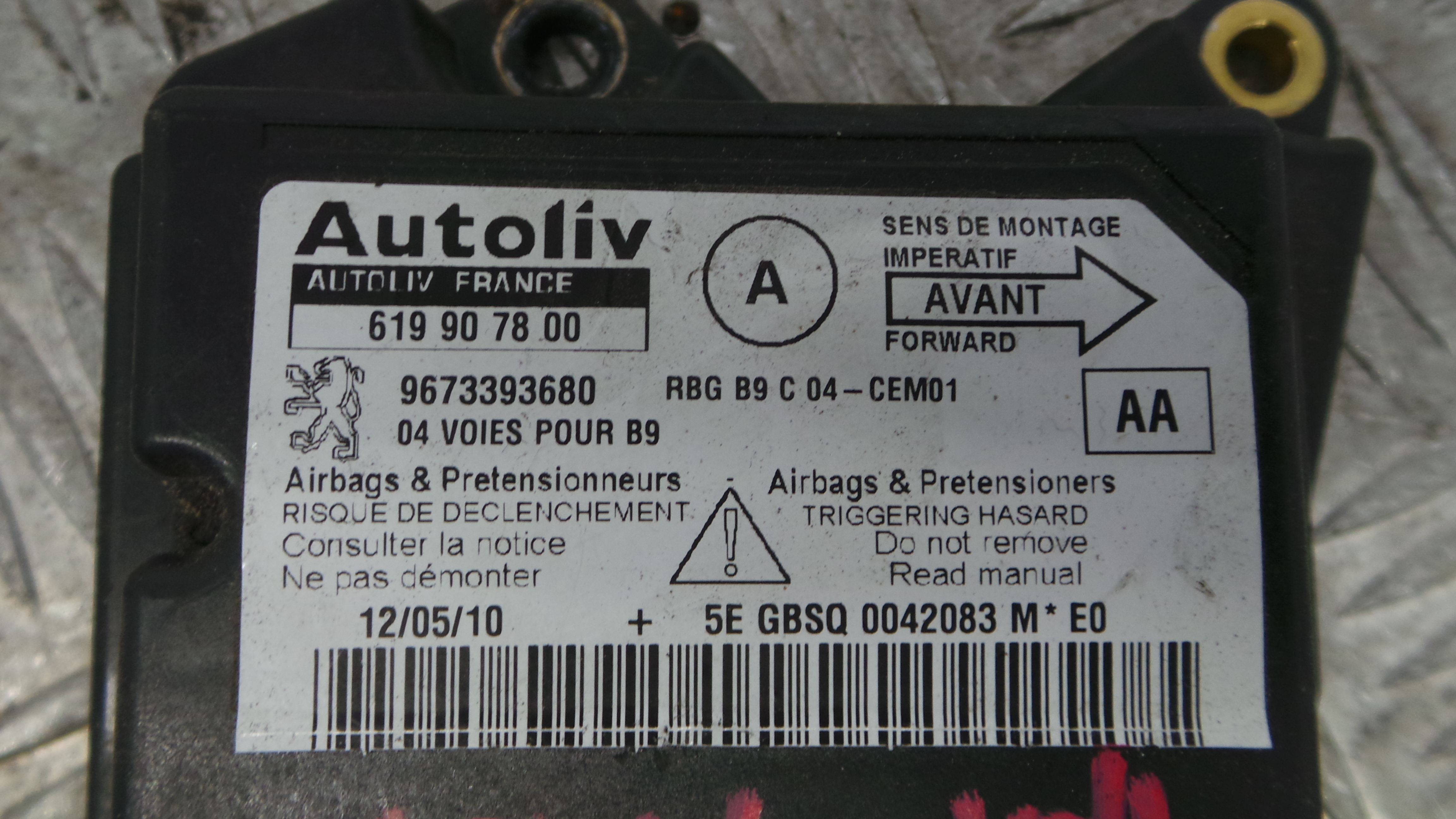 Centralina de Airbags 9673393680 - PEUGEOT PARTNER Caixa/monovolume-36059144