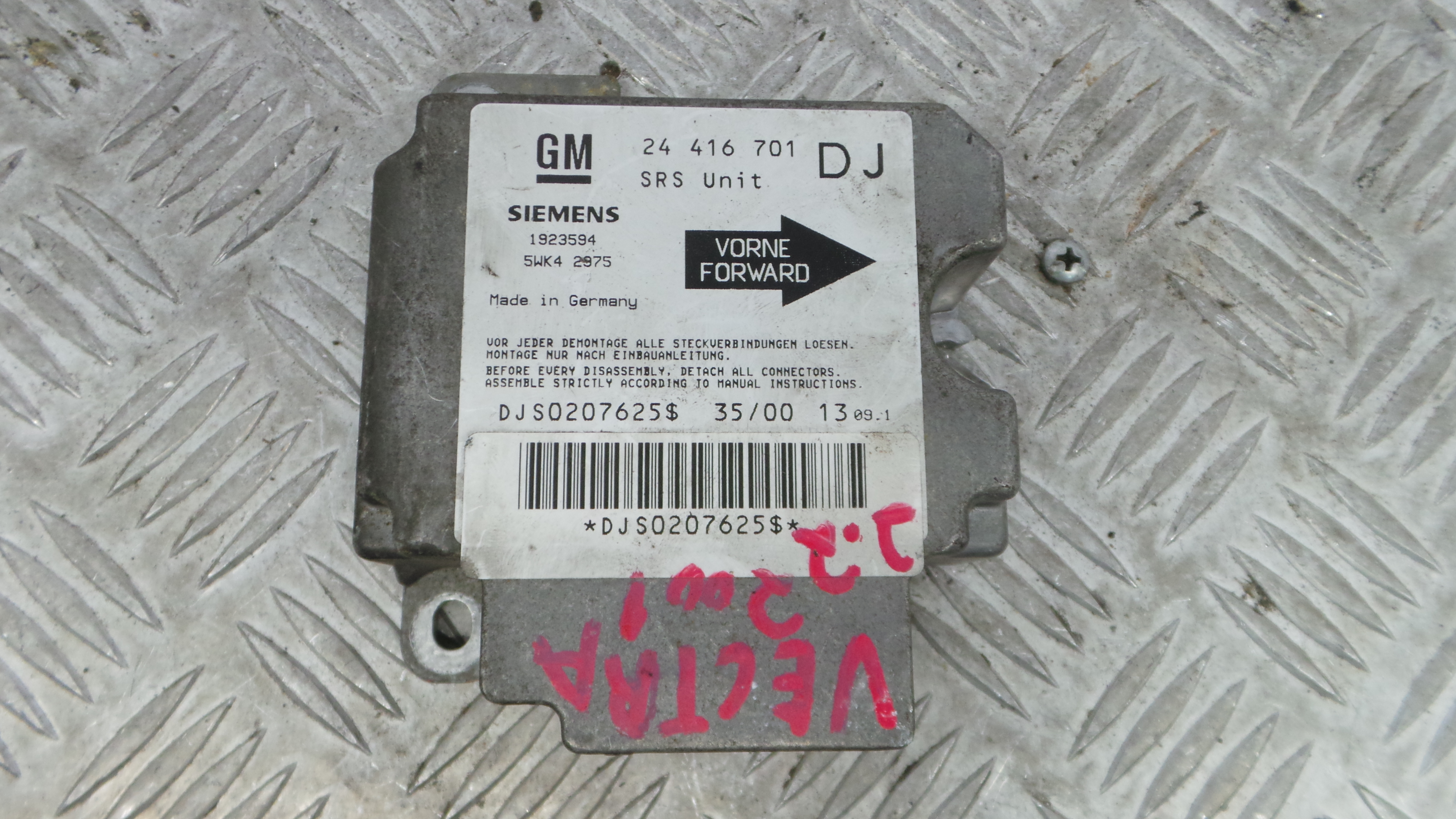 Centralina de Airbags 24416701 - OPEL VECTRA B (J96)-36196224 Centralina de Airbags 24416701 - OPEL VECTRA B (J96)-36196224