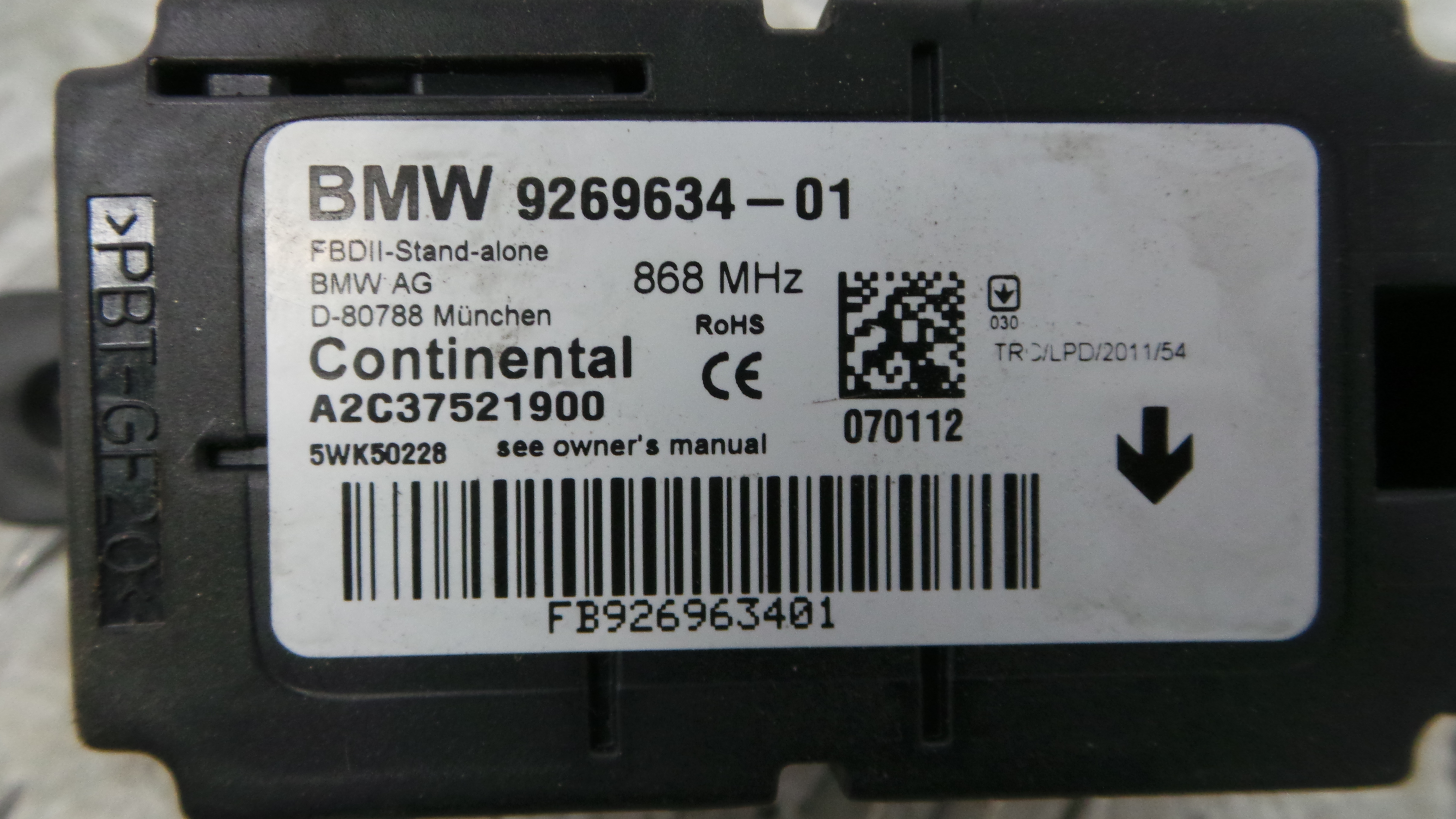 Centralina Alarme 9269634 - BMW 1 (F20), 1 Sports Hatch (F20)-36196401