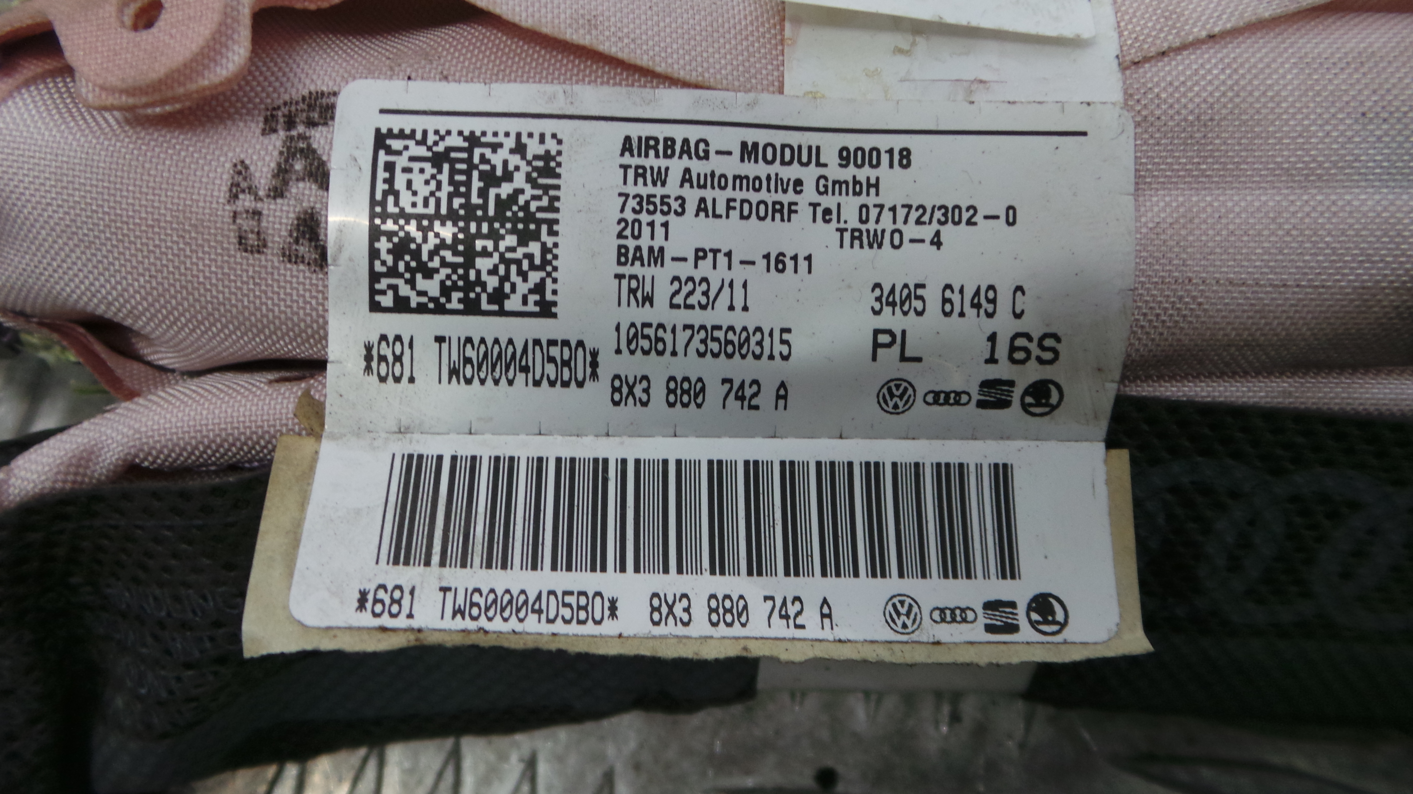 Airbags de Cortina Esq 8X3880742A - AUDI A1 (8X1, 8XK)-36402571