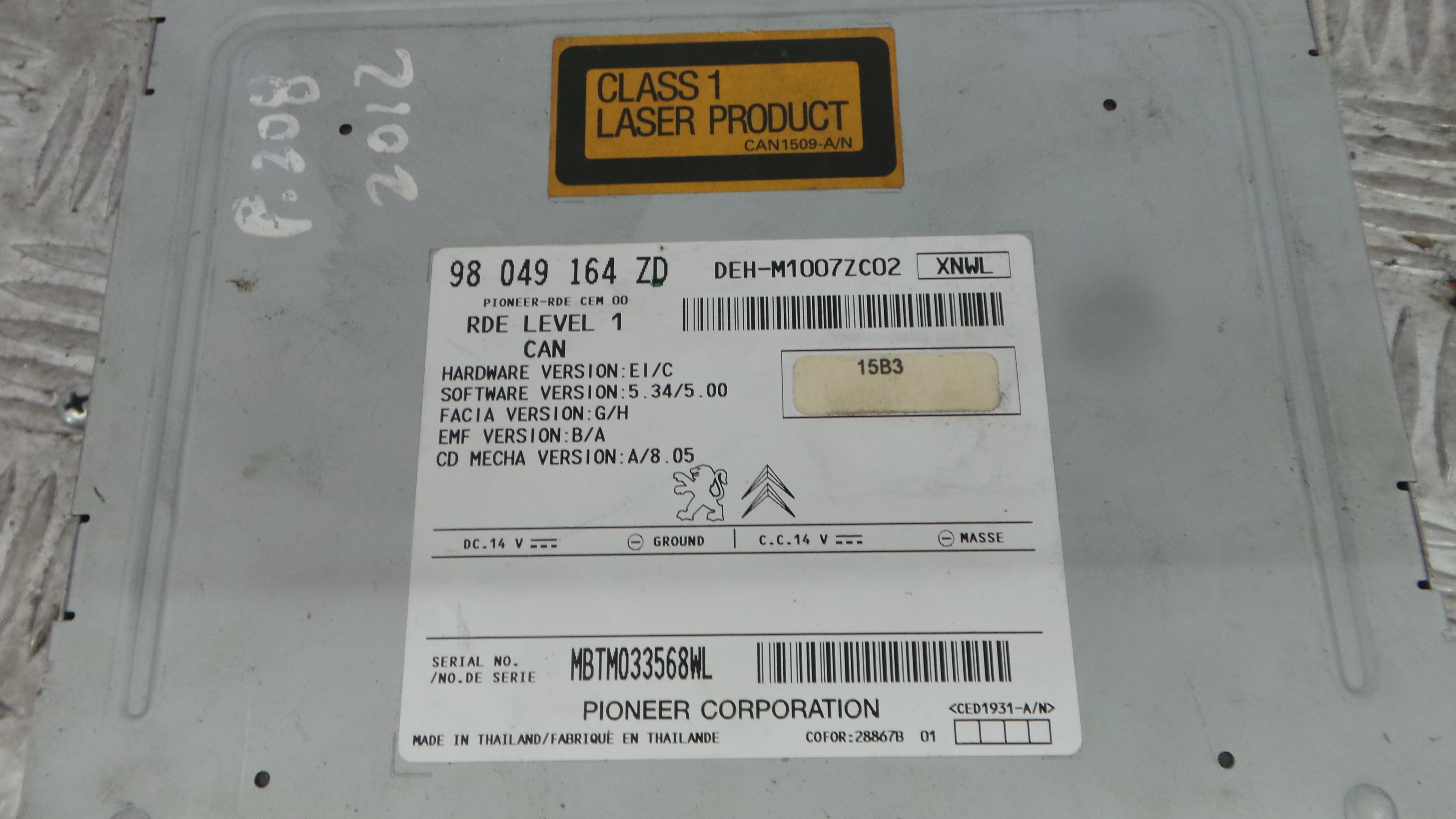 Auto-rádios 98049164ZD - PEUGEOT 208 I (CA_, CC_)-36537731