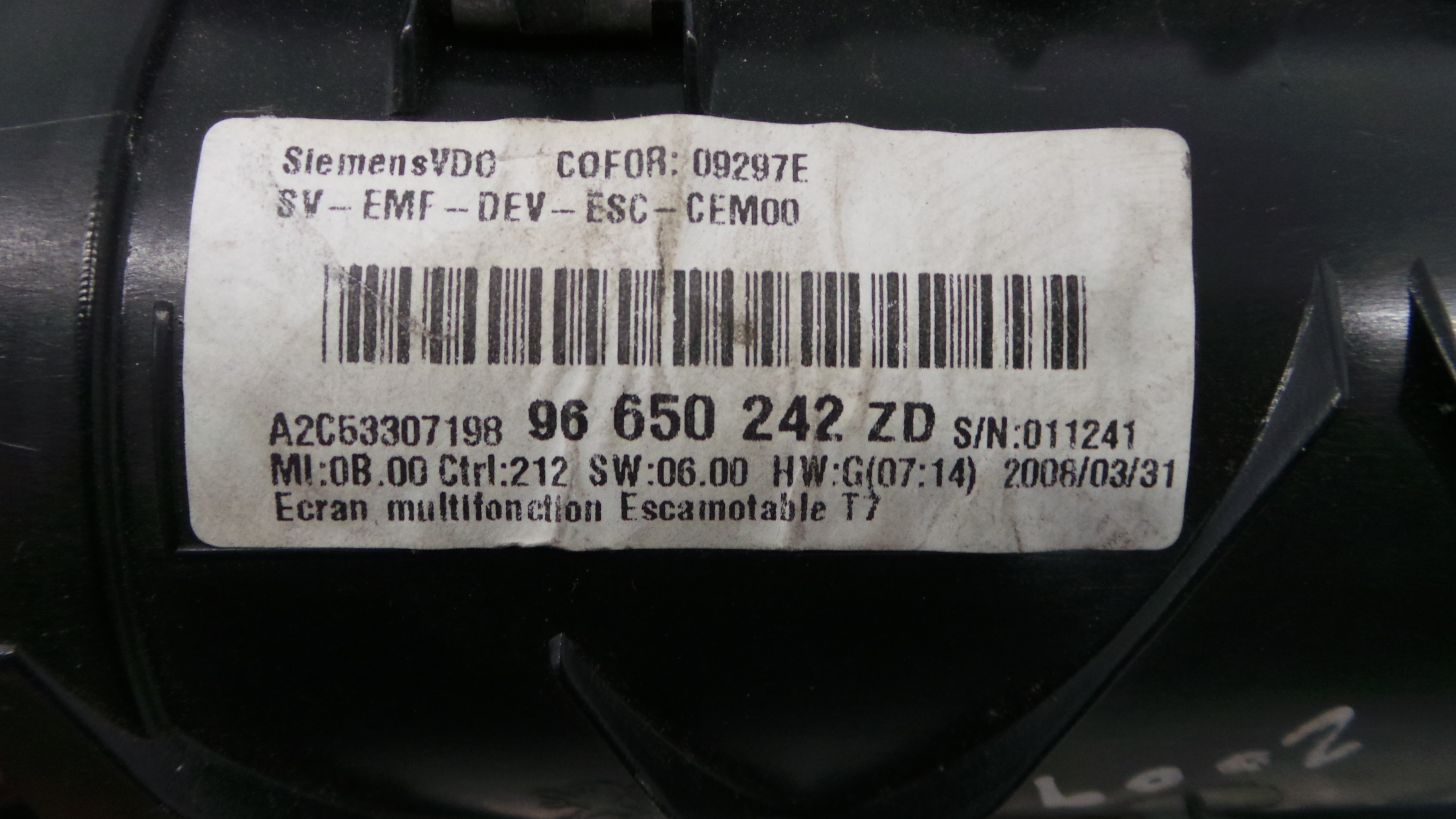 Display do Ar Condicionado / Rádio / GPS / DVD 96650242ZD - PEUGEOT 308 I (4A_, 4C_)-36538100