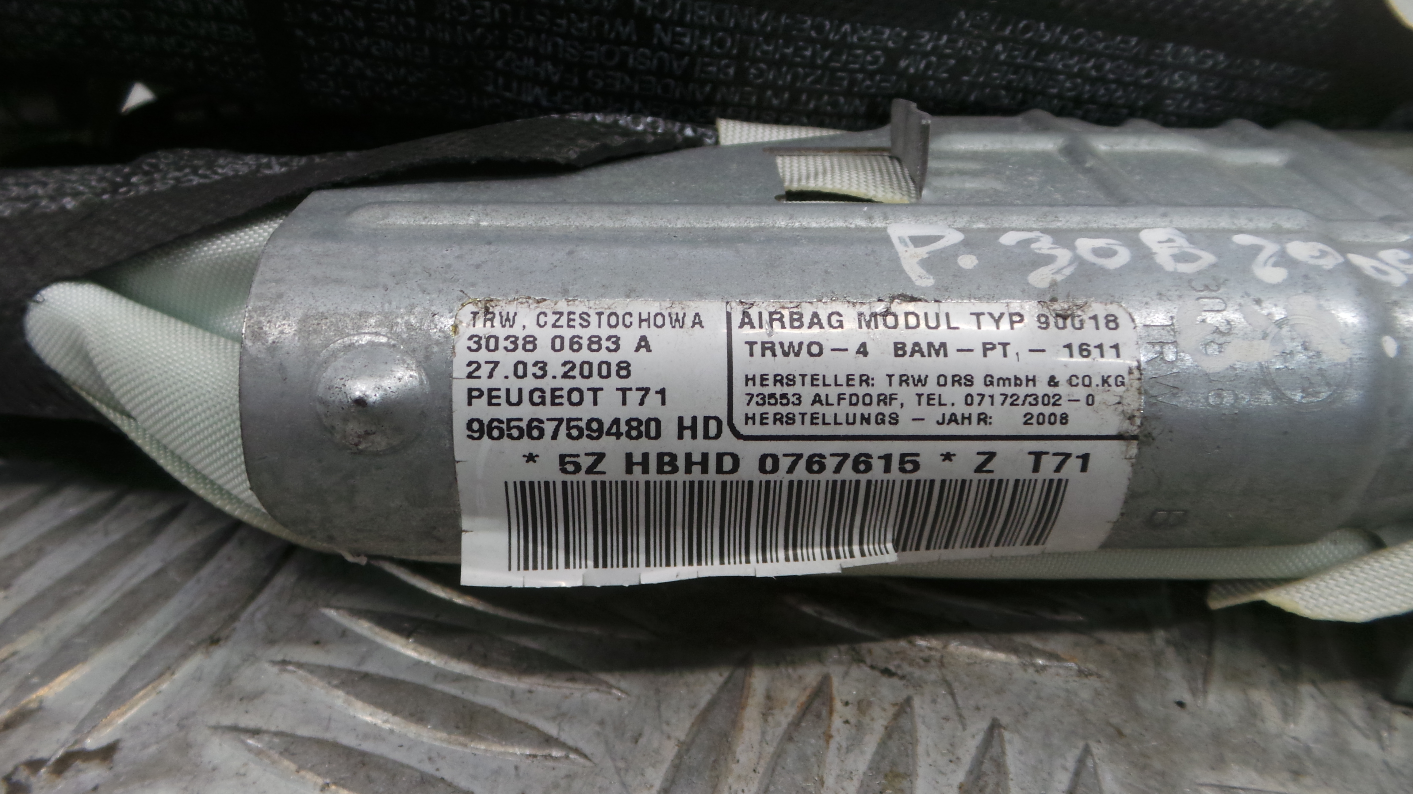 Airbags de Cortina Esq 9656759480 - PEUGEOT 308 I (4A_, 4C_)-36585623