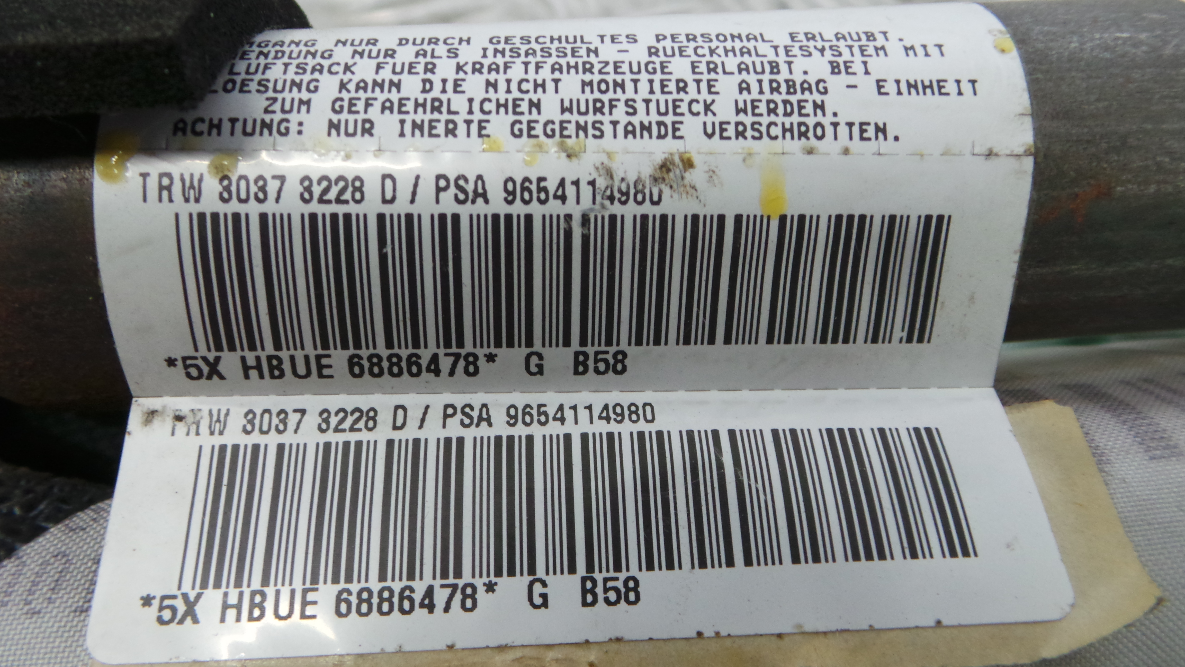 Airbags de Cortina Dto 9654114980 - CITROËN C4 PICASSO I Veículo multiuso (UD_)-36586101